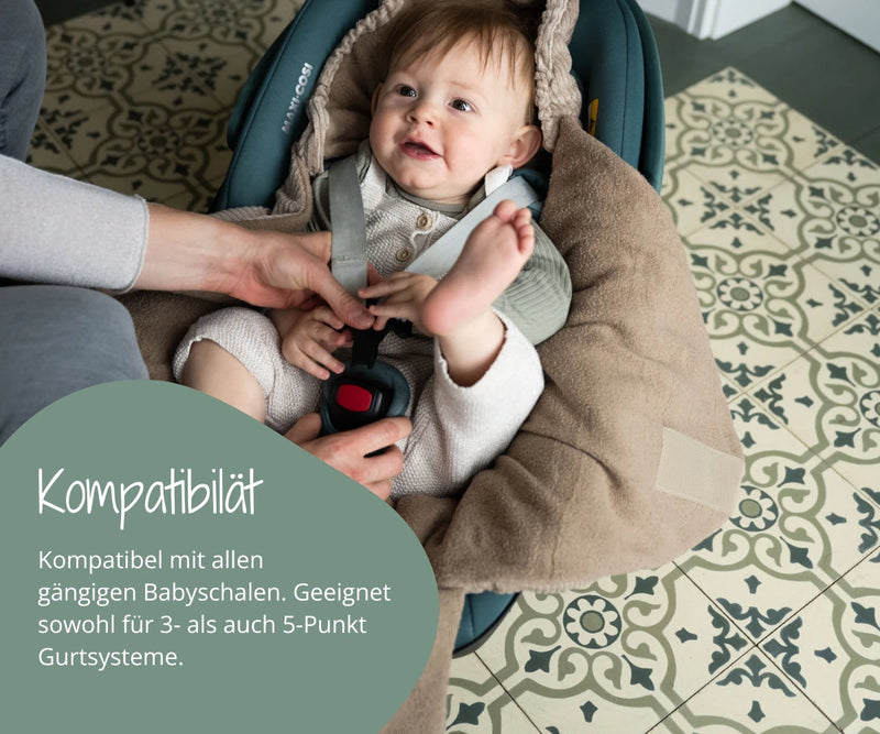 Kompatibel mit allen gängigen Babyschalen - 3 und 5-Punkt Gurtsysteme ULLENBOOM Einschlagdecke