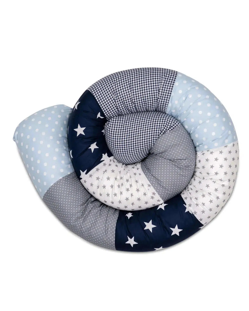 Baby Bettschlange BLAU HELLBLAU GRAU-ULLENBOOM Baby-200 cm-ULLENBOOM Baby