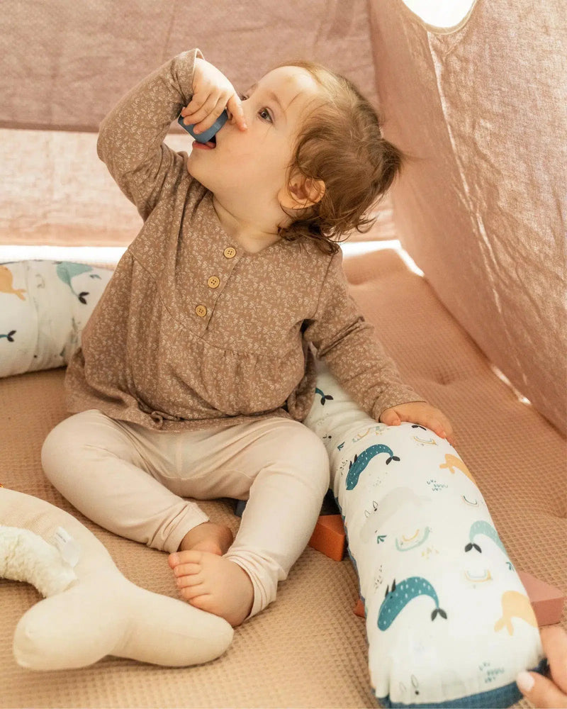 Baby Bettschlange WAFFELPIQUÈ BLAU WALE-ULLENBOOM-ULLENBOOM Baby