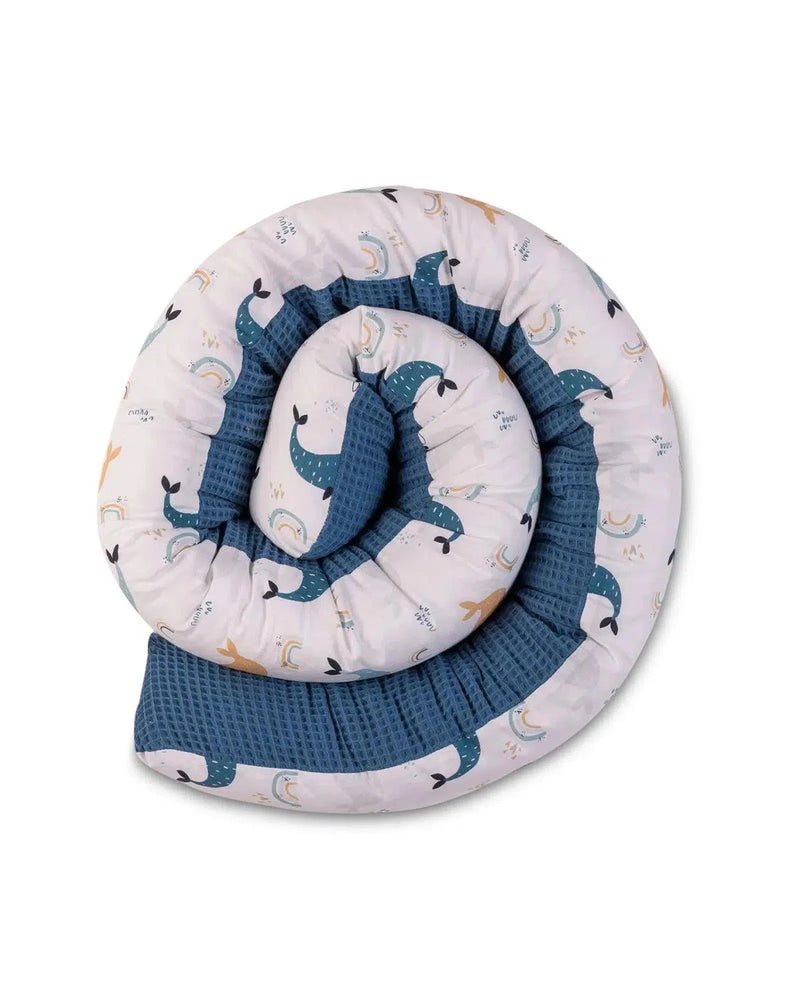 Baby Bettschlange WAFFELPIQUÈ BLAU WALE-ULLENBOOM-200 cm-ULLENBOOM Baby
