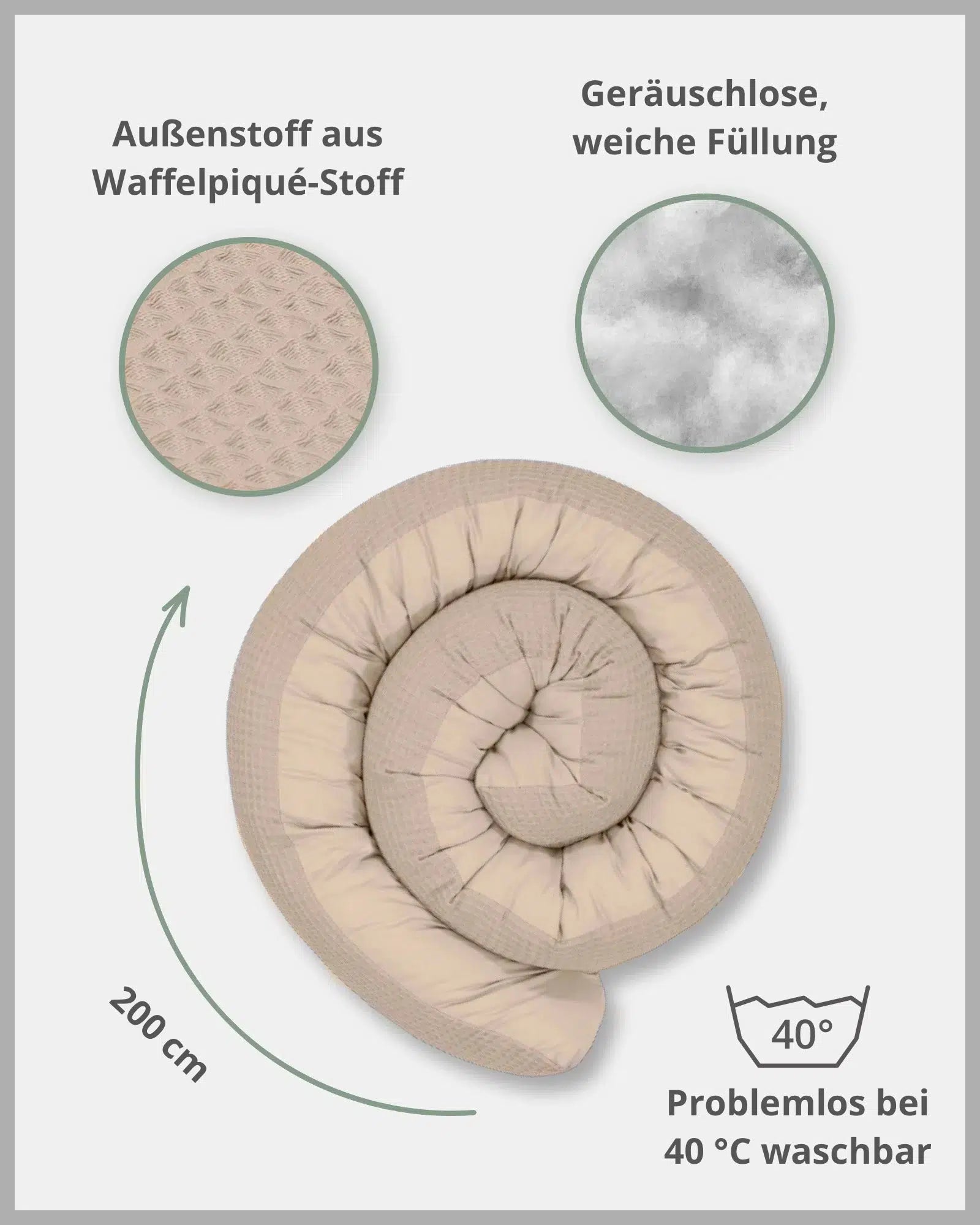 Baby Bettschlange Waffelpiqué SAND-ULLENBOOM Baby-ULLENBOOM Baby