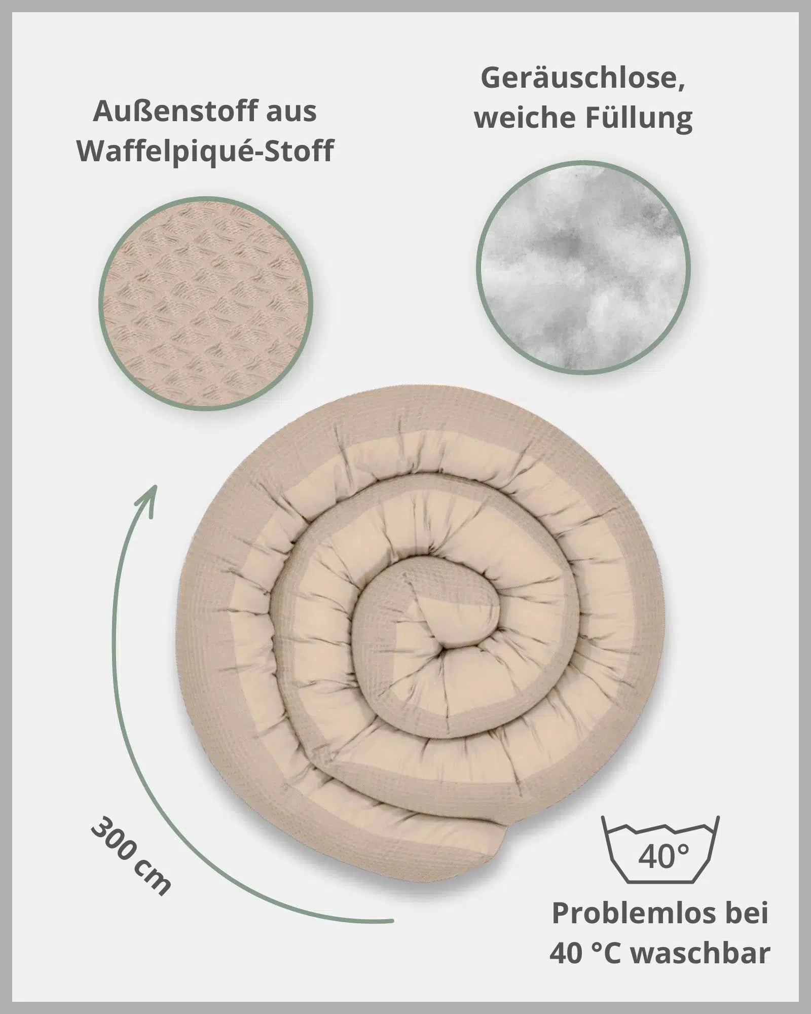 Baby Bettschlange Waffelpiqué SAND-ULLENBOOM Baby-ULLENBOOM Baby