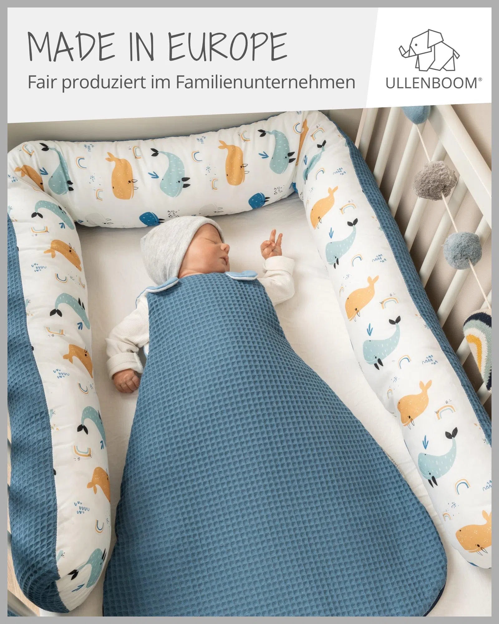 Baby Schlafsack Waffelpiqué BLAU-ULLENBOOM-0-4 Monate | 56-62 cm-ULLENBOOM Baby