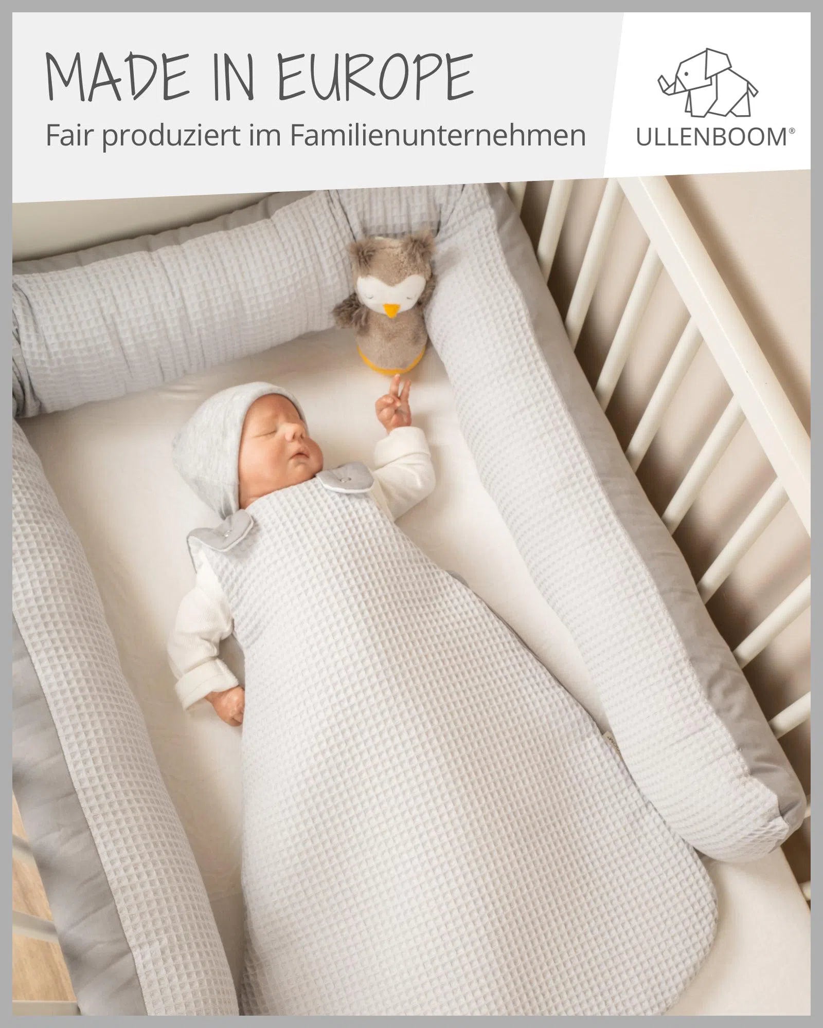 Baby Schlafsack Waffelpiqué GRAU-ULLENBOOM-0-4 Monate | 56-62 cm-ULLENBOOM Baby