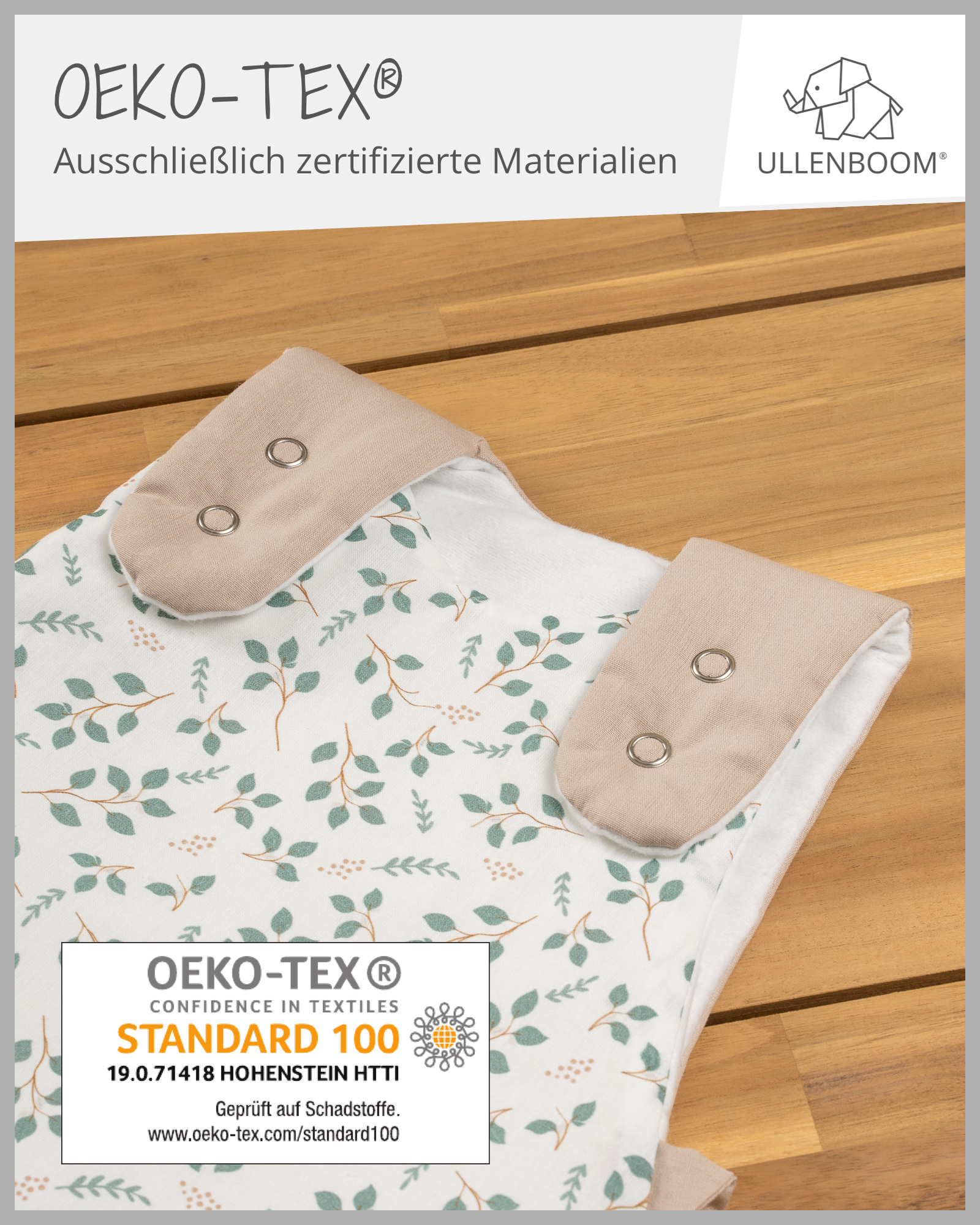 Baby Schlafsack Waffelpiqué Motiv FLORAL GRÜN-ULLENBOOM-0-4 Monate | 56-62 cm-ULLENBOOM Baby