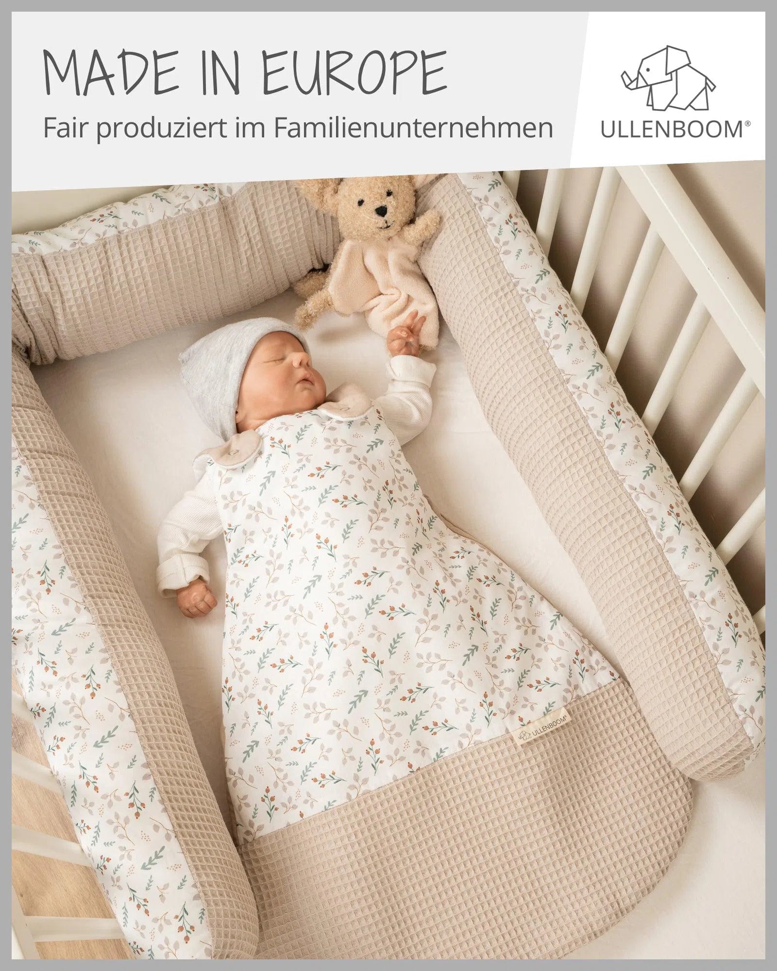 Baby Schlafsack Waffelpiqué Motiv FLORAL SAND-ULLENBOOM-0-4 Monate | 56-62 cm-ULLENBOOM Baby