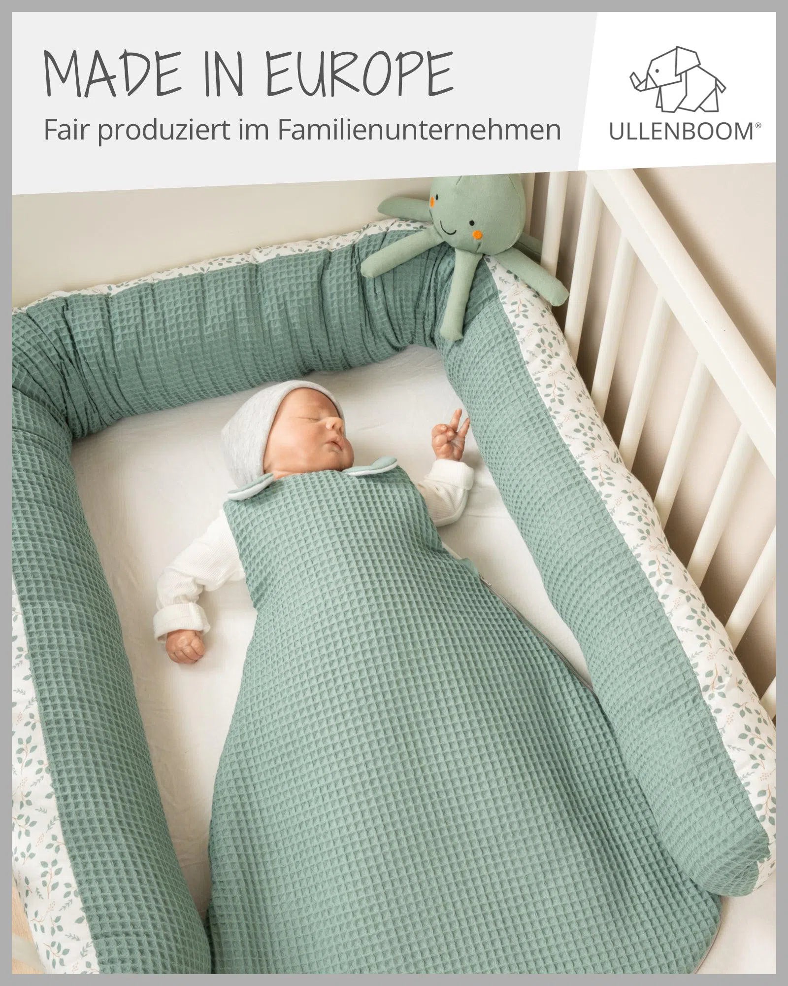 Baby Schlafsack Waffelpiqué SALBEIGRÜN-ULLENBOOM-0-4 Monate | 56-62 cm-ULLENBOOM Baby