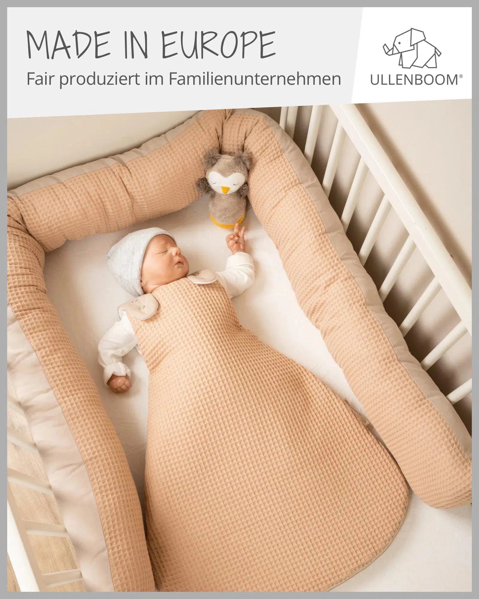 Baby Schlafsack Waffelpiqué BEIGE-ULLENBOOM-0-4 Monate | 56-62 cm-ULLENBOOM Baby