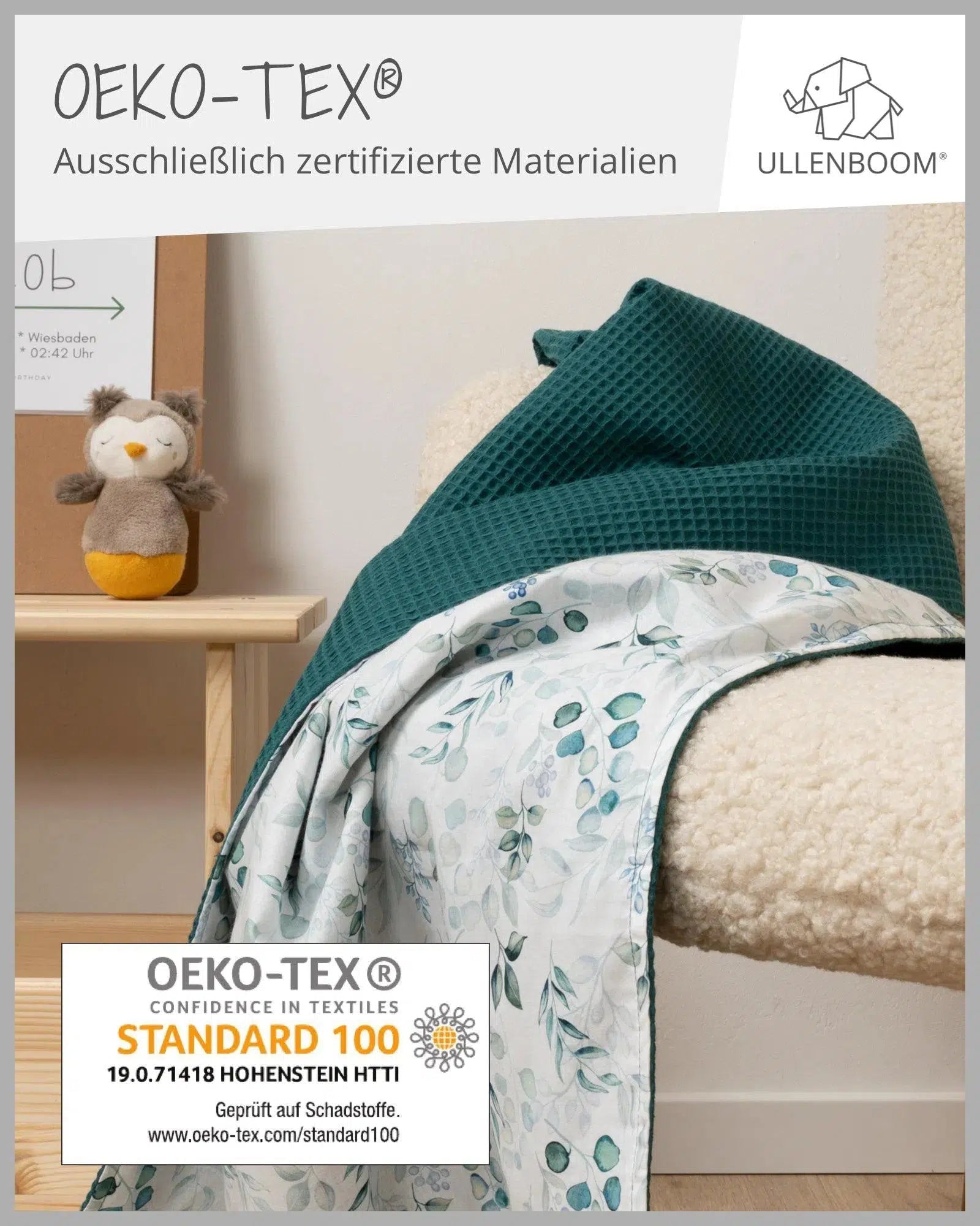 Babydecke & Kuscheldecke EUKALYPTUS PETROL-ULLENBOOM-70 x 100 cm-ULLENBOOM Baby