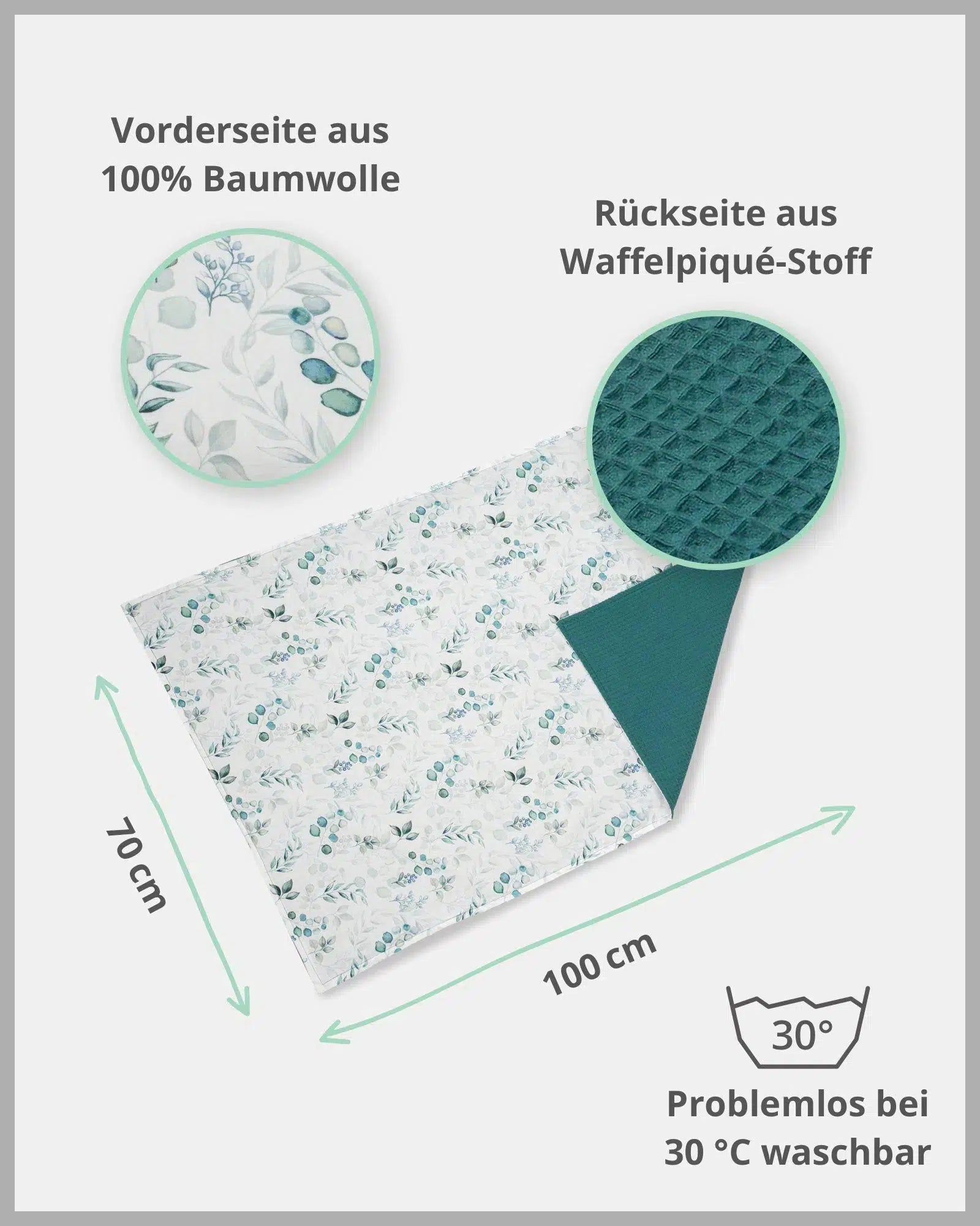 Babydecke & Kuscheldecke EUKALYPTUS PETROL-ULLENBOOM-70 x 100 cm-ULLENBOOM Baby