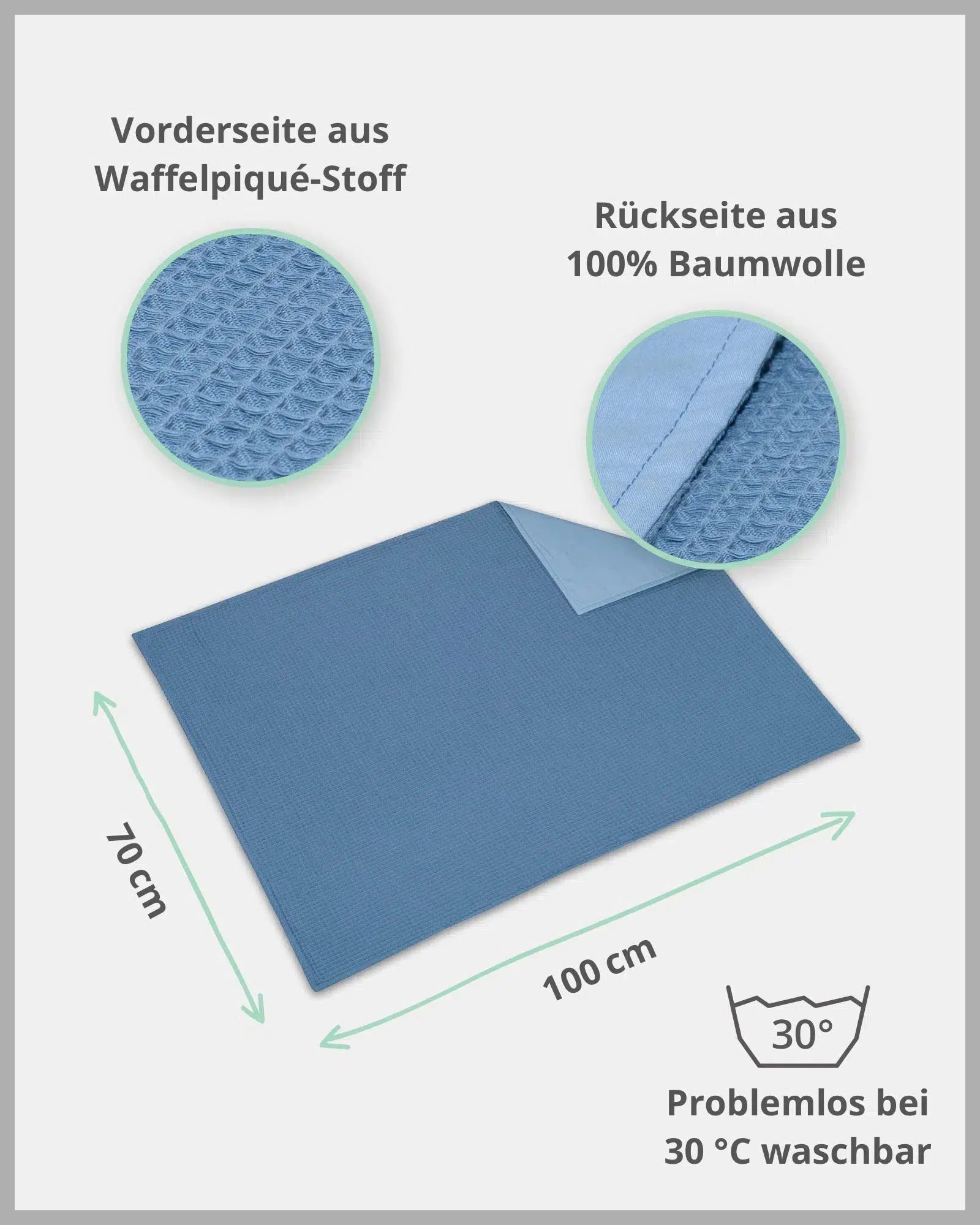 Babydecke & Kuscheldecke Waffelpiqué BLAU-ULLENBOOM-70 x 100 cm-ULLENBOOM Baby