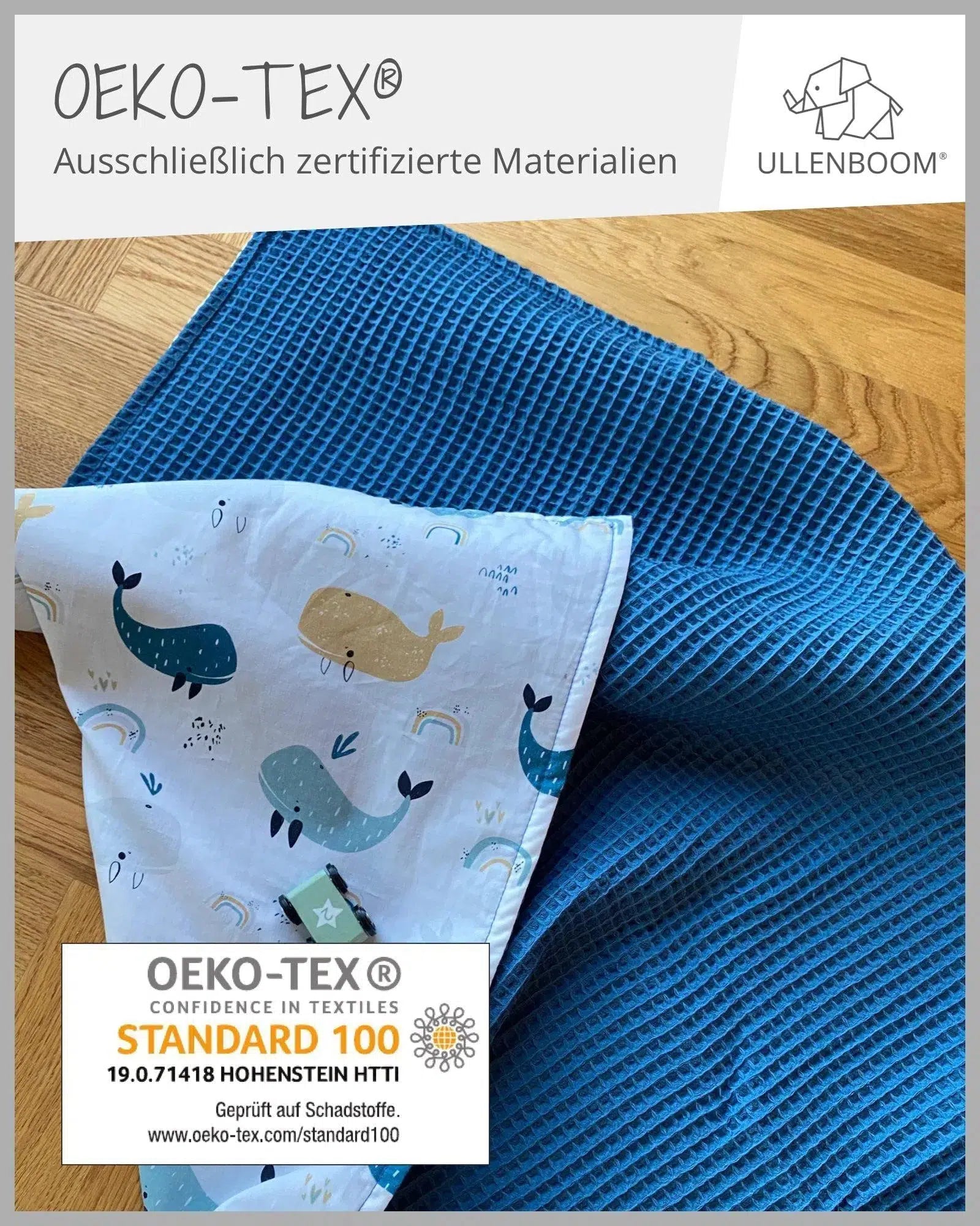 Babydecke & Kuscheldecke Waffelpiqué BLAU WALE-ULLENBOOM-70 x 100 cm-ULLENBOOM Baby