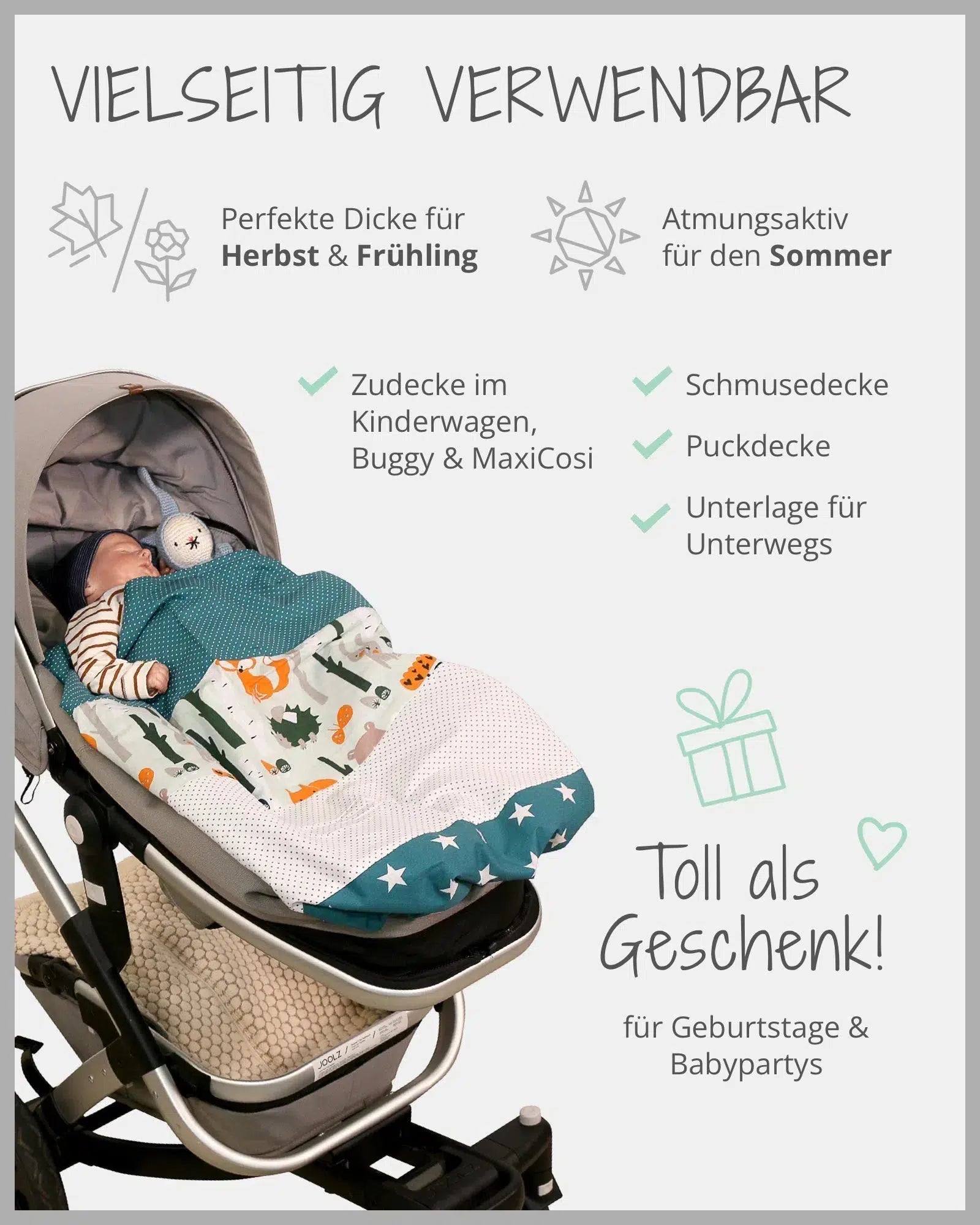 Babydecke & Kuscheldecke WALDTIERE PETROL-ULLENBOOM-ULLENBOOM Baby