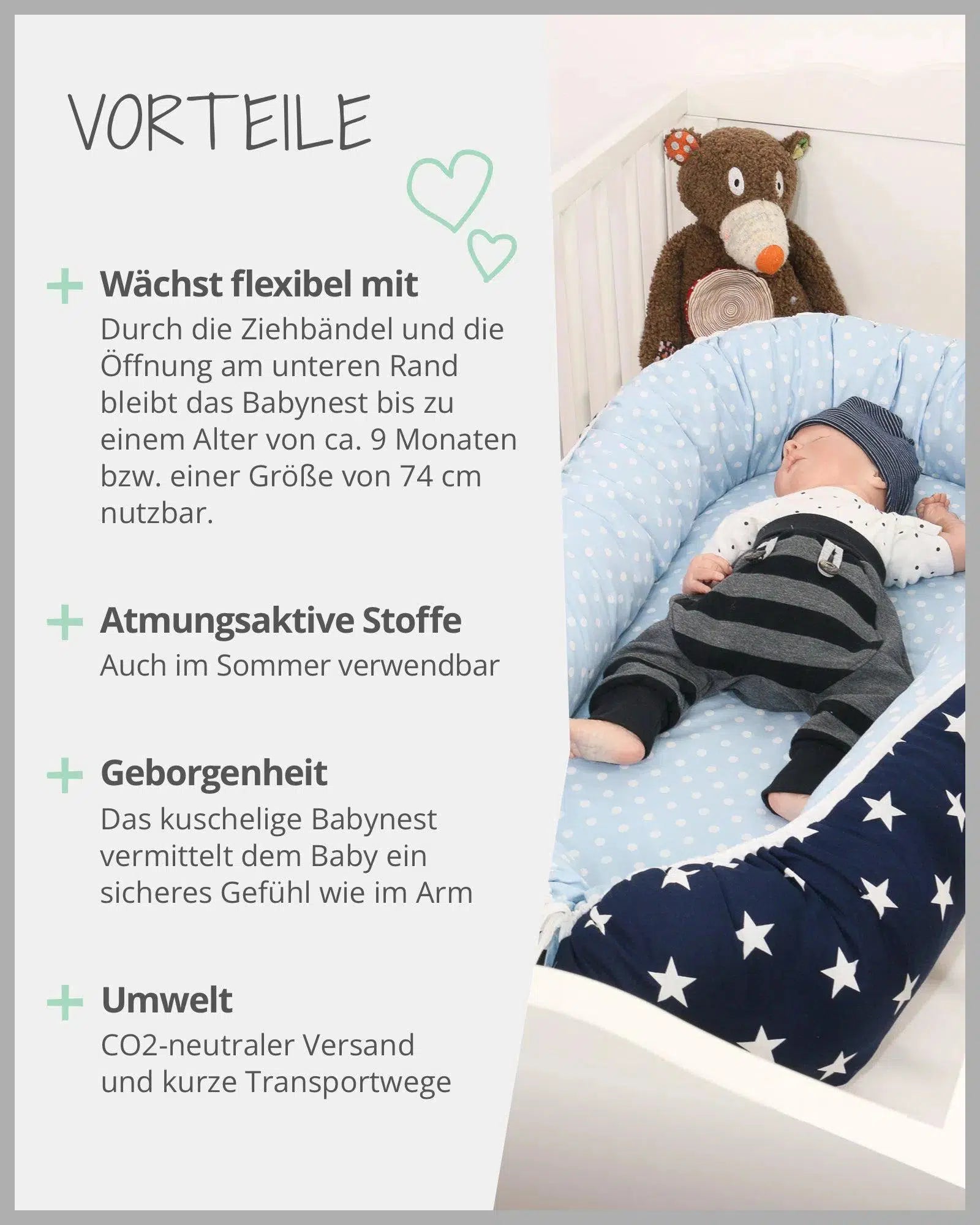 Babynest BLAU HELLBLAU-ULLENBOOM-55 x 95 cm-ULLENBOOM Baby