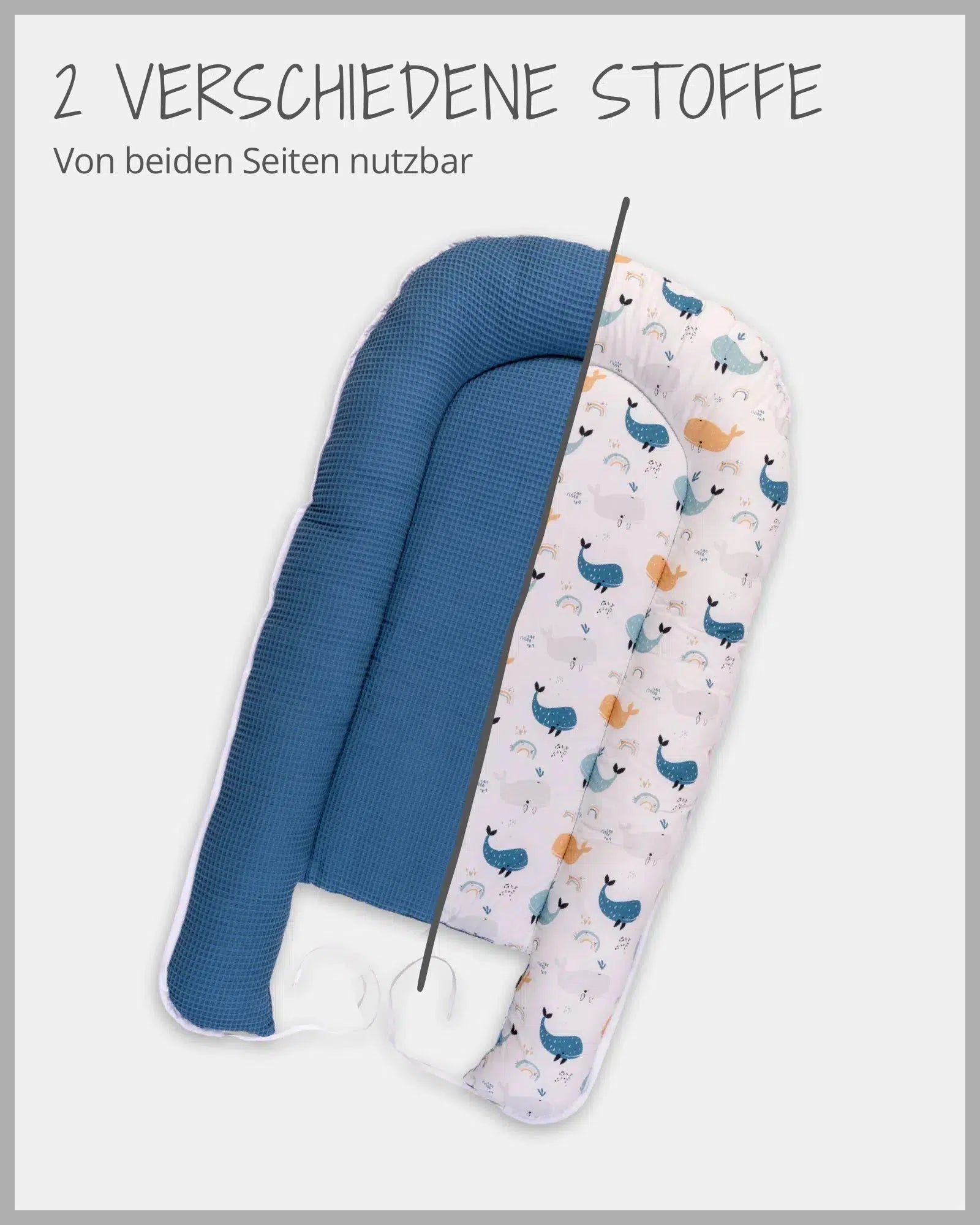 Babynest Waffelpiqué Motiv BLAU WALE-ULLENBOOM-55 x 95 cm-ULLENBOOM Baby