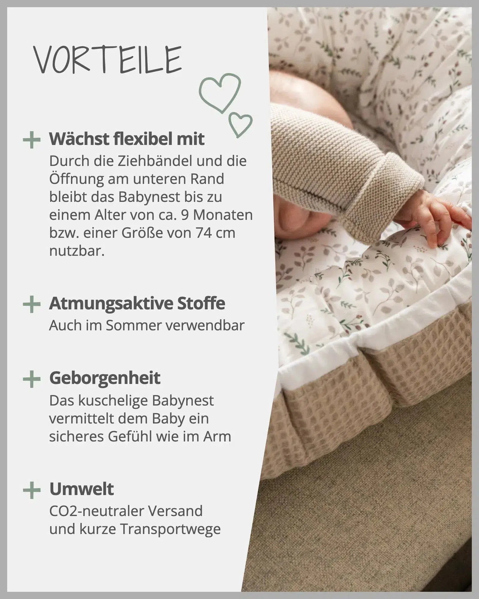 Babynest Waffel Motiv FLORAL SAND-ULLENBOOM-55 x 95 cm-ULLENBOOM Baby