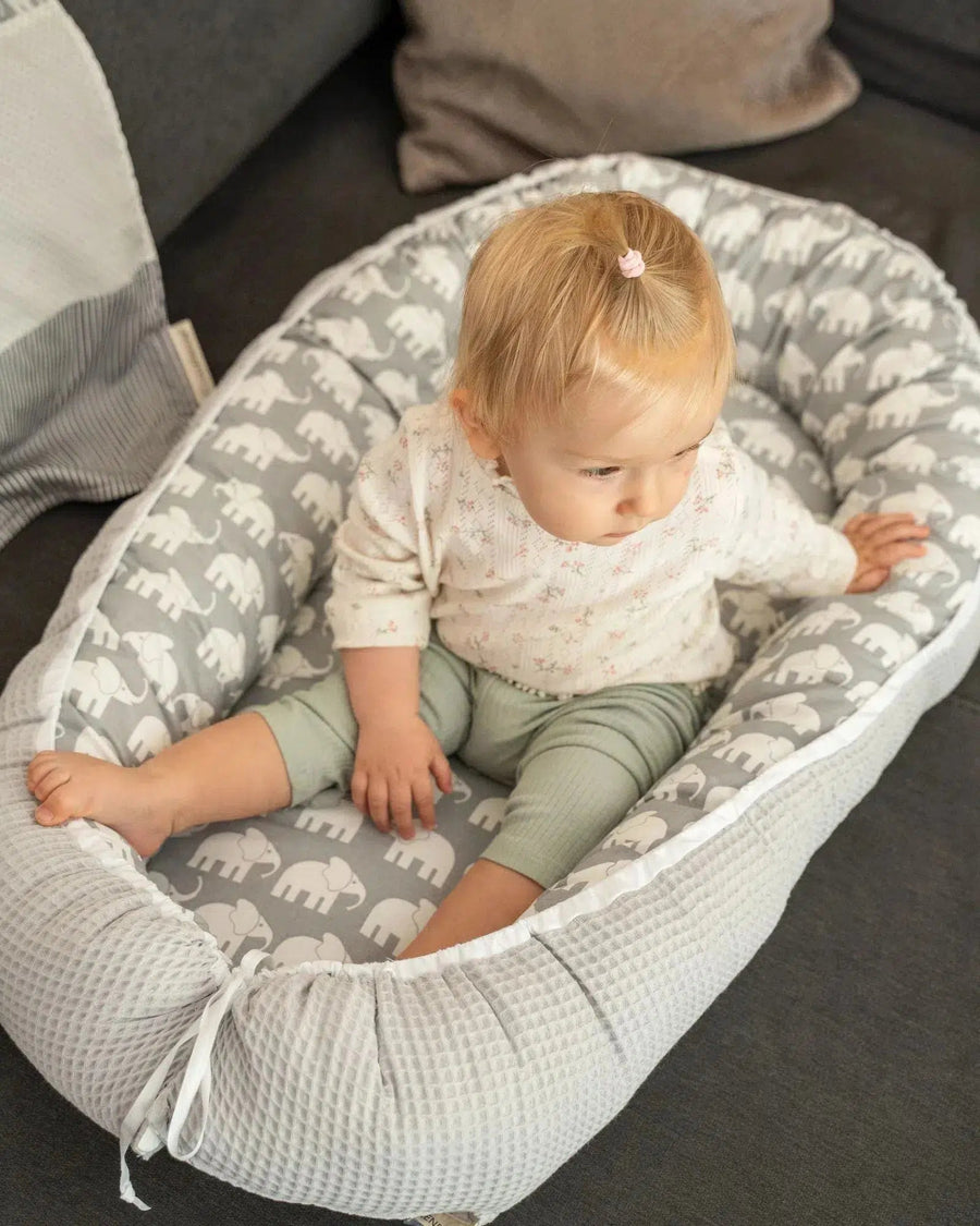Babynest GRAU ELEFANT-ULLENBOOM-55 x 95 cm-ULLENBOOM Baby