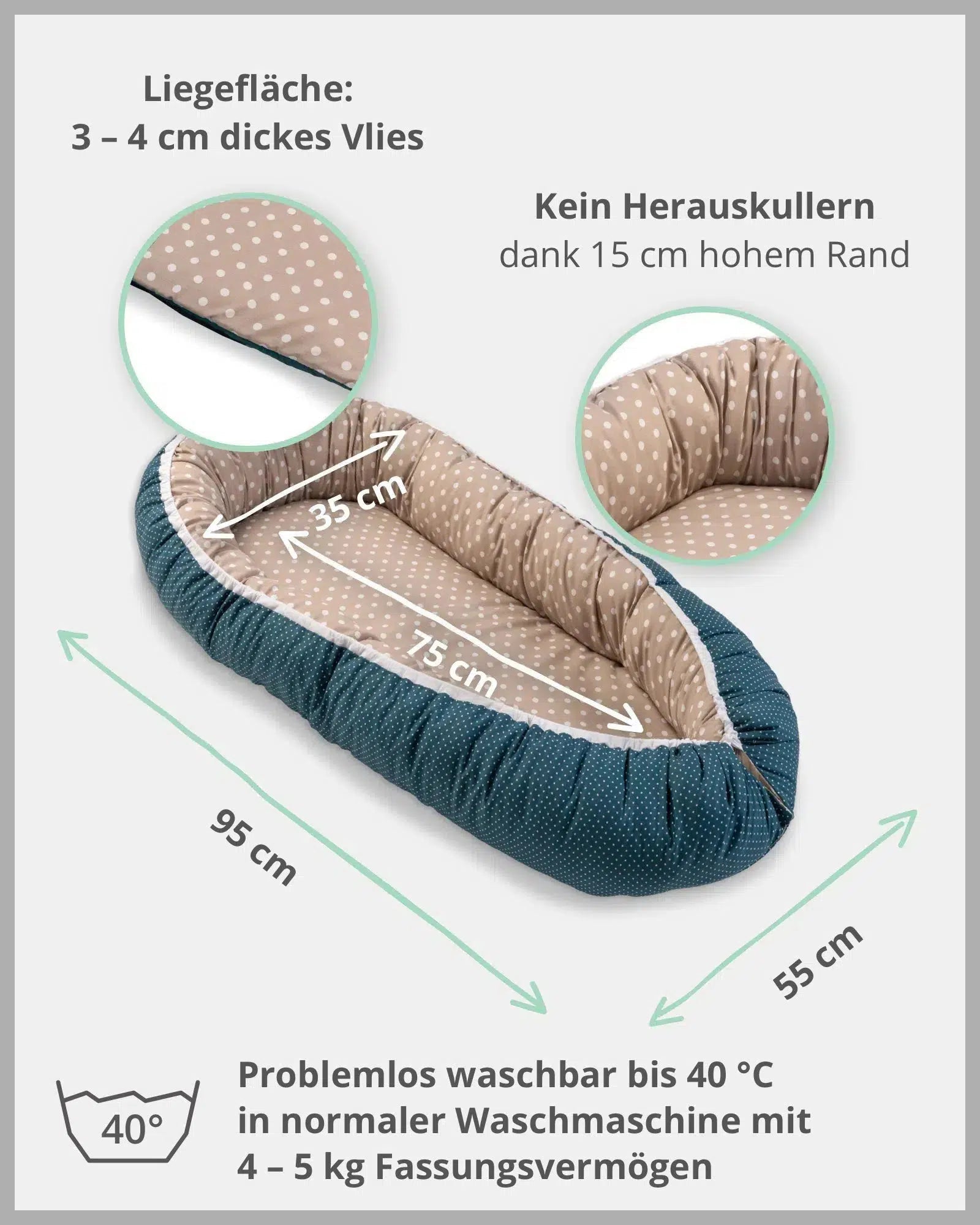 Babynest mit Einlage DSCHUNGEL-ULLENBOOM-55 x 95 cm-ULLENBOOM Baby