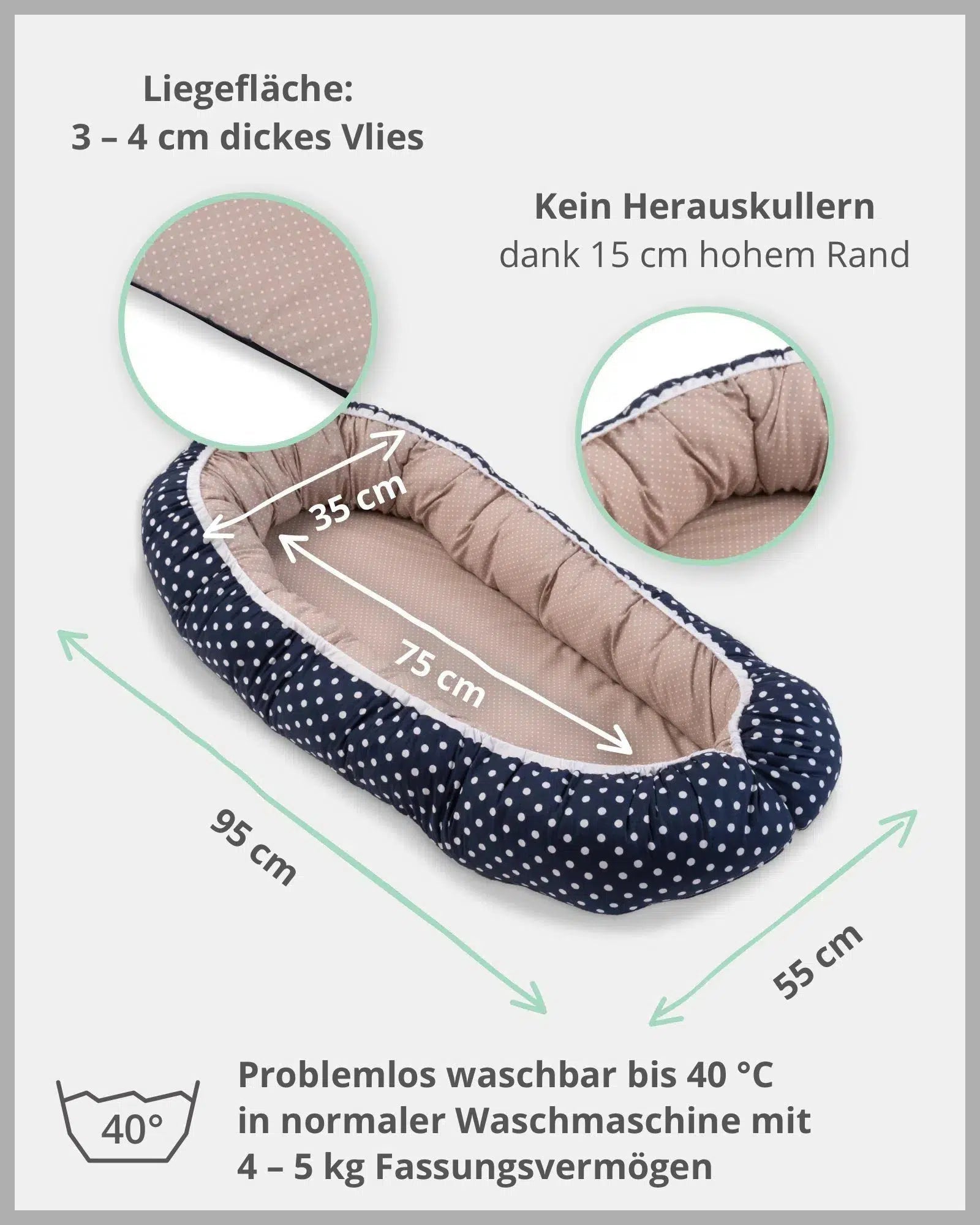 Babynest mit Einlage WALE-ULLENBOOM-55 x 95 cm-ULLENBOOM Baby