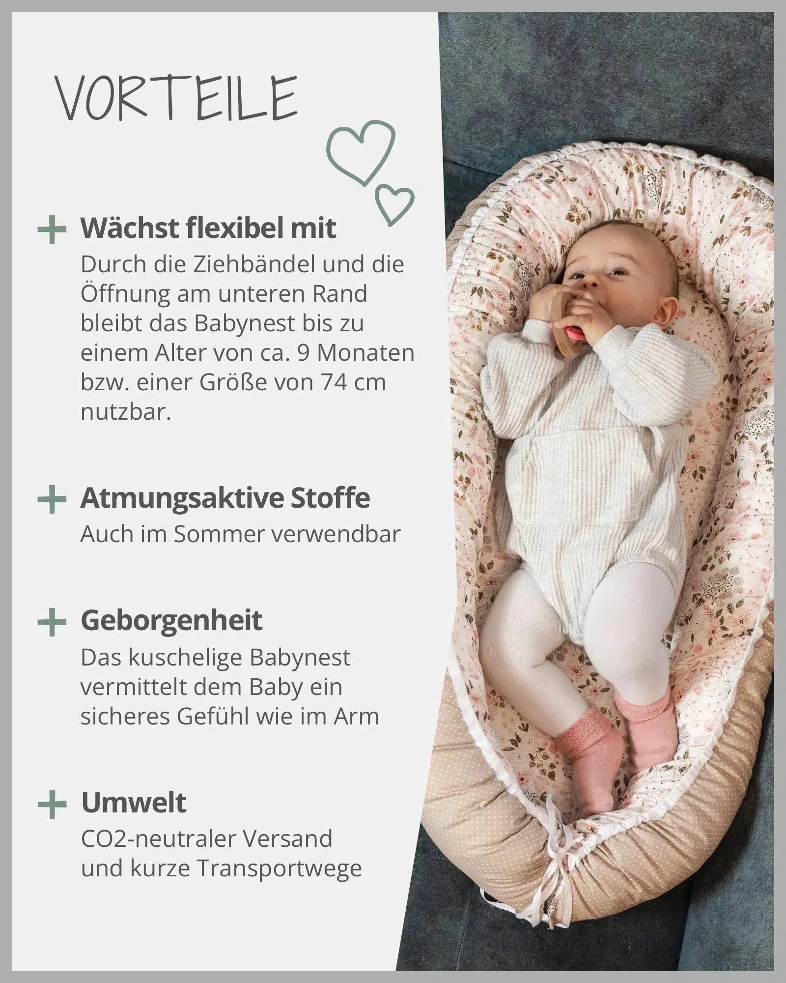 Babynest ROSA BLÜTEN-ULLENBOOM-55 x 95 cm-ULLENBOOM Baby
