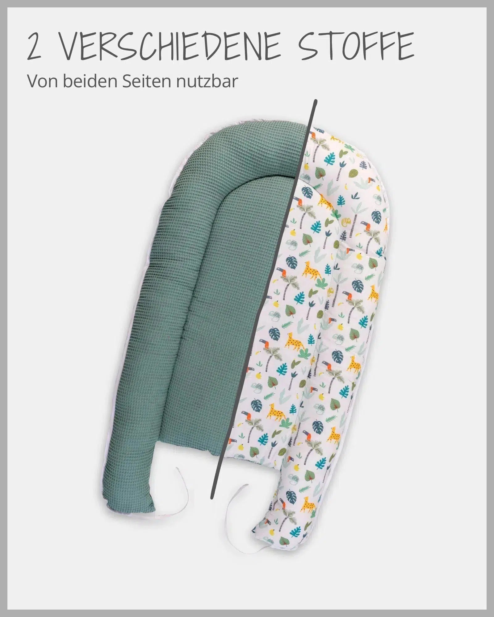 Babynest Waffelpiqué Motiv SALBEIGRÜN REGENWALD-ULLENBOOM-55 x 95 cm-ULLENBOOM Baby