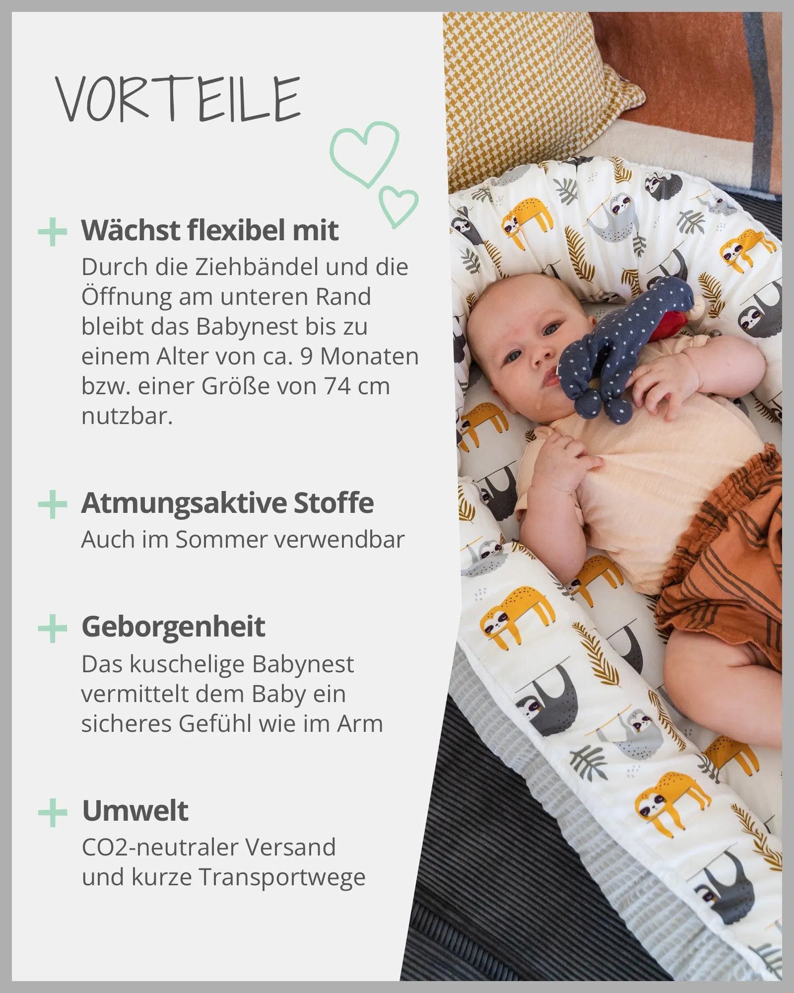 Babynest Waffelpiqué Motiv SALBEIGRÜN REGENWALD-ULLENBOOM-55 x 95 cm-ULLENBOOM Baby