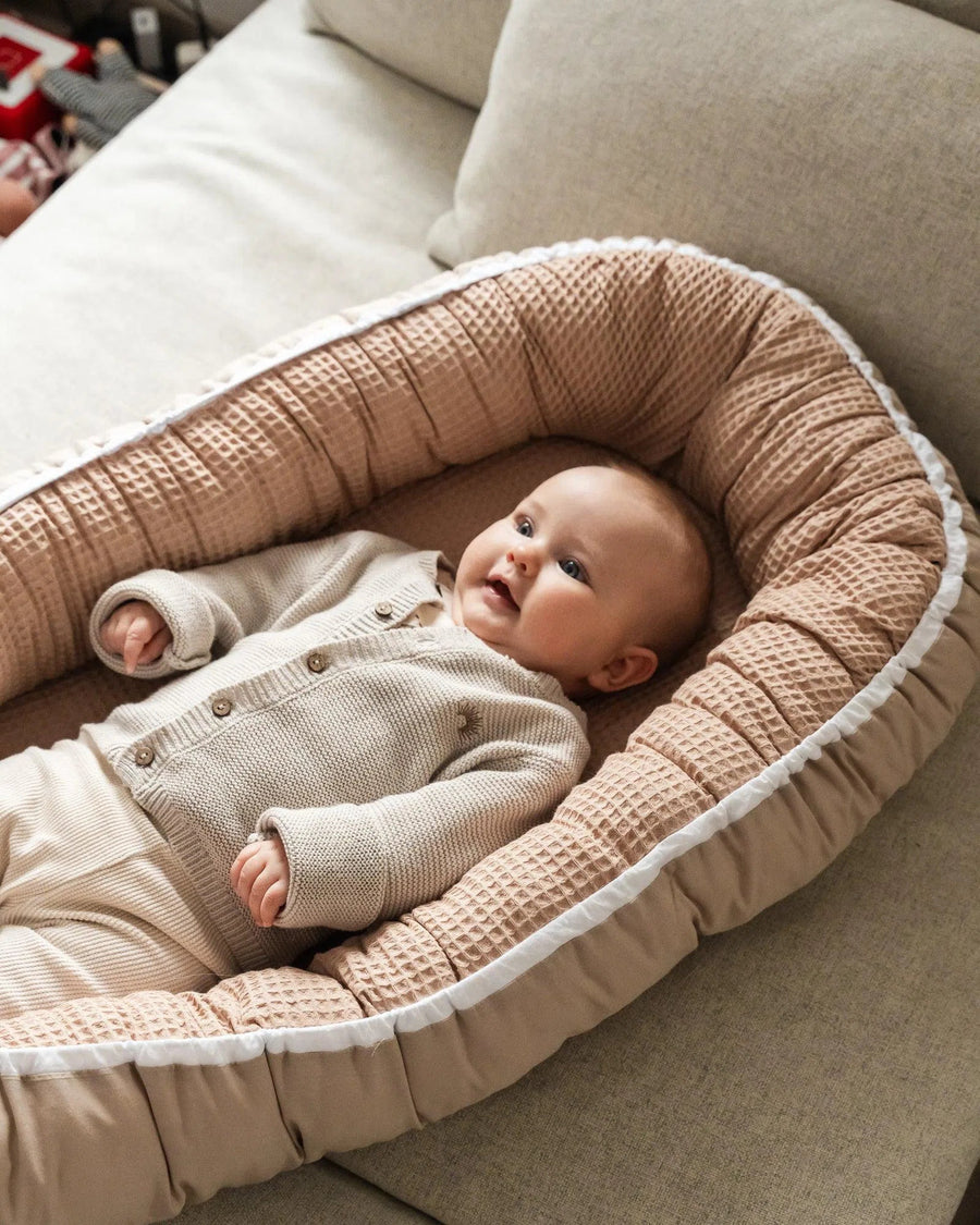 Babynest Waffelpiqué BEIGE-ULLENBOOM-55 x 95 cm-ULLENBOOM Baby