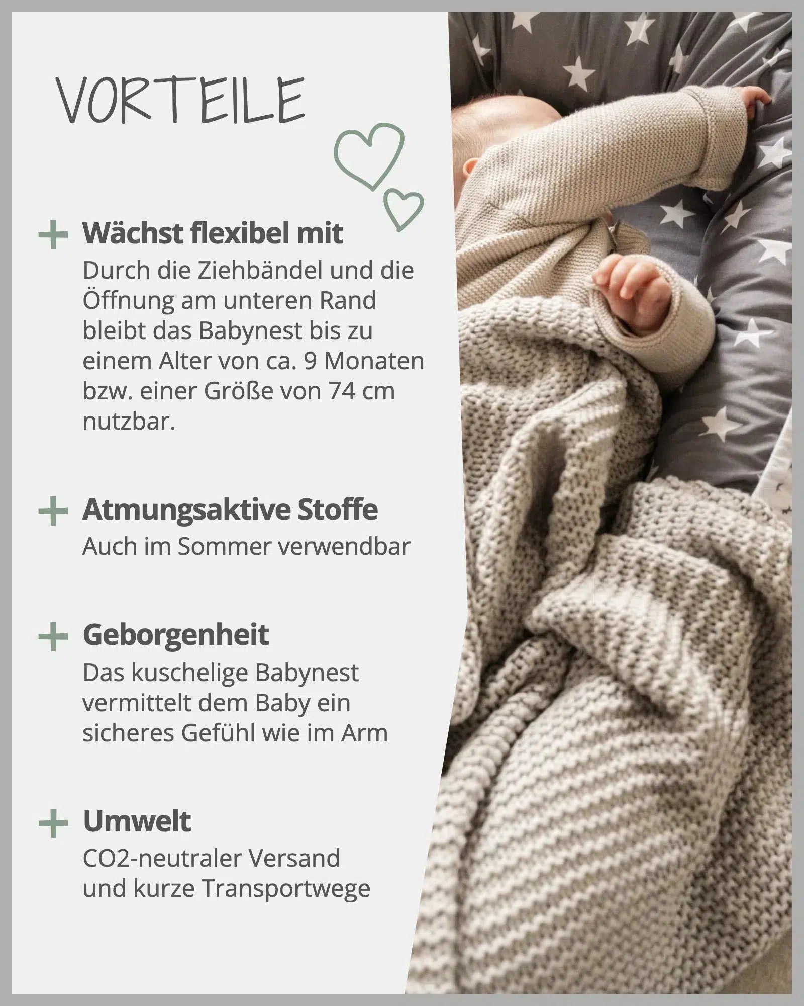 Babynest WEISS GRAU-ULLENBOOM-55 x 95 cm-ULLENBOOM Baby