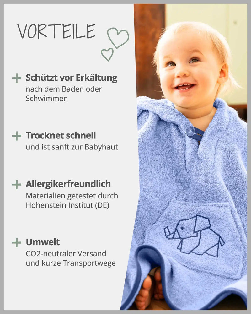 Badeponcho BLAU-Handtuch-ULLENBOOM Baby-45 x 70 cm-ULLENBOOM Baby