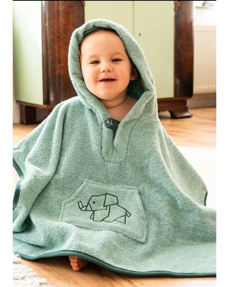 Handtuch Poncho mit Kapuze SALBEIGRÜN-Handtuch-ULLENBOOM Baby-45 x 70 cm-ULLENBOOM Baby