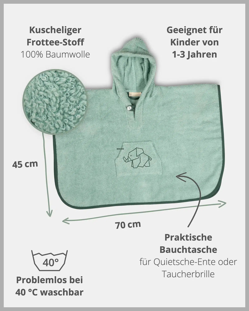 Badeponcho SALBEIGRÜN-Handtuch-ULLENBOOM Baby-45 x 70 cm-ULLENBOOM Baby