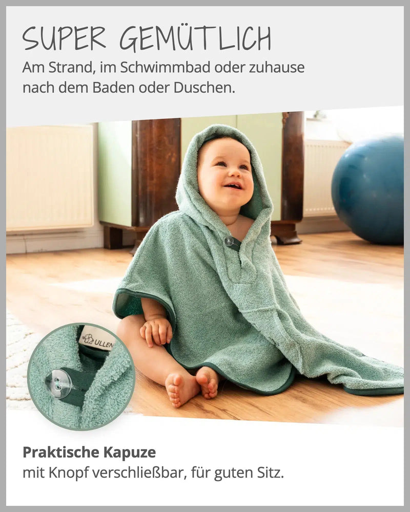 Badeponcho SALBEIGRÜN-Handtuch-ULLENBOOM Baby-45 x 70 cm-ULLENBOOM Baby