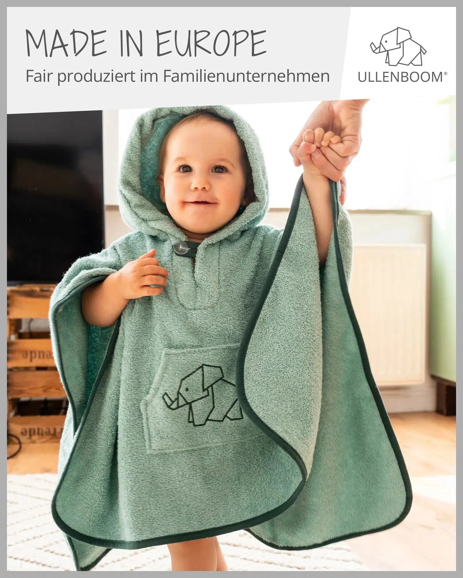 Badeponcho SALBEIGRÜN-Handtuch-ULLENBOOM Baby-45 x 70 cm-ULLENBOOM Baby