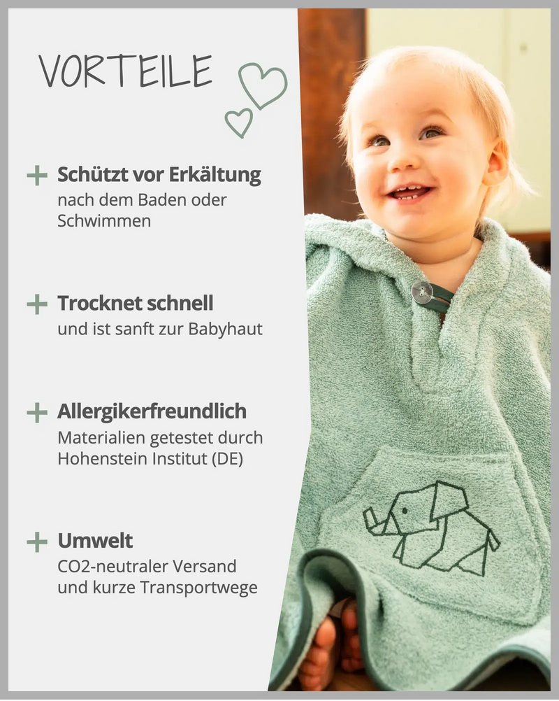 Badeponcho SALBEIGRÜN-Handtuch-ULLENBOOM Baby-45 x 70 cm-ULLENBOOM Baby