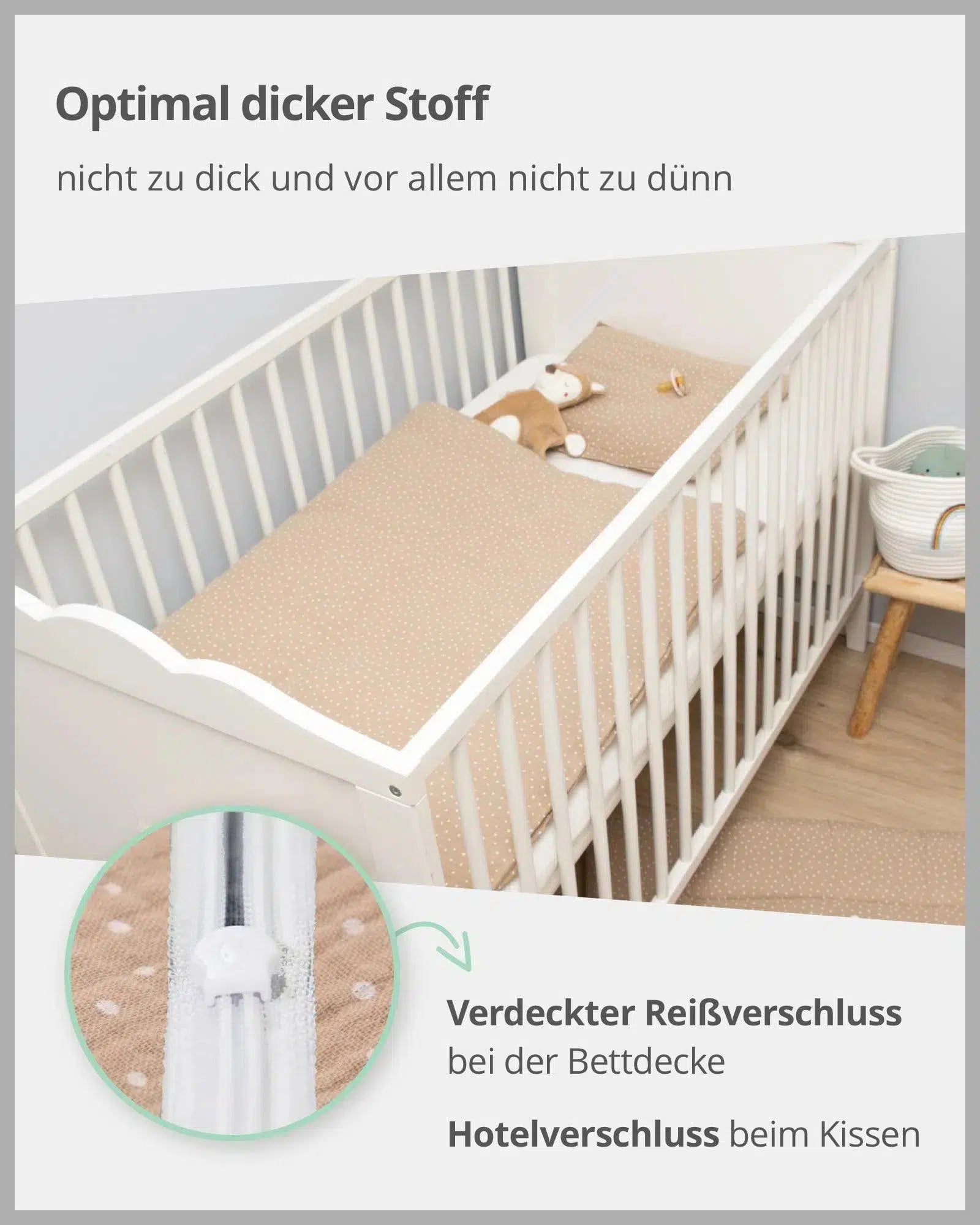 Bettwäsche MUSSELIN SAND-ULLENBOOM-Decke: 80 x 80 cm Kissen: 35 x 40 cm-ULLENBOOM Baby