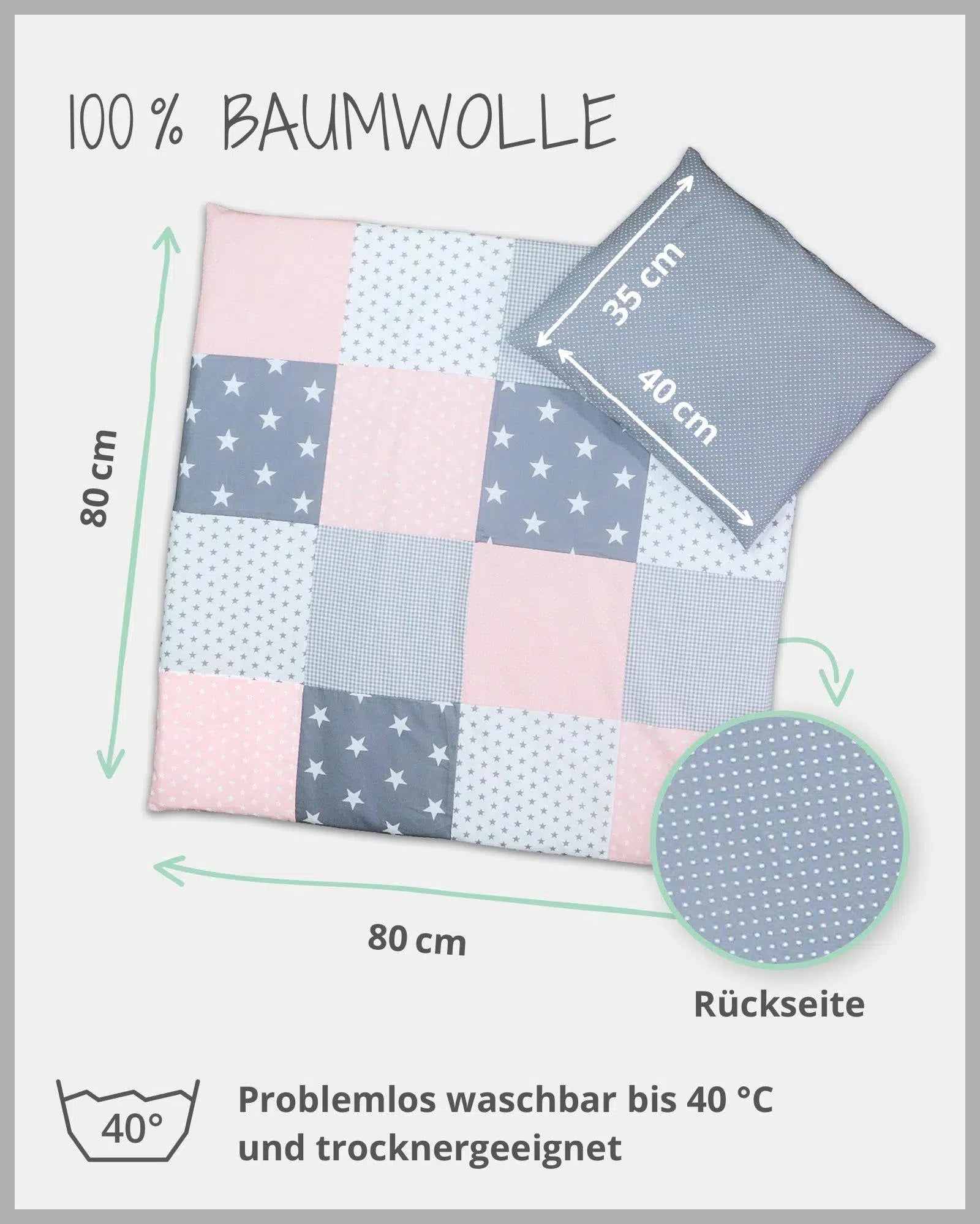 Bettwäsche Patchwork ROSA GRAU-ULLENBOOM-ULLENBOOM Baby