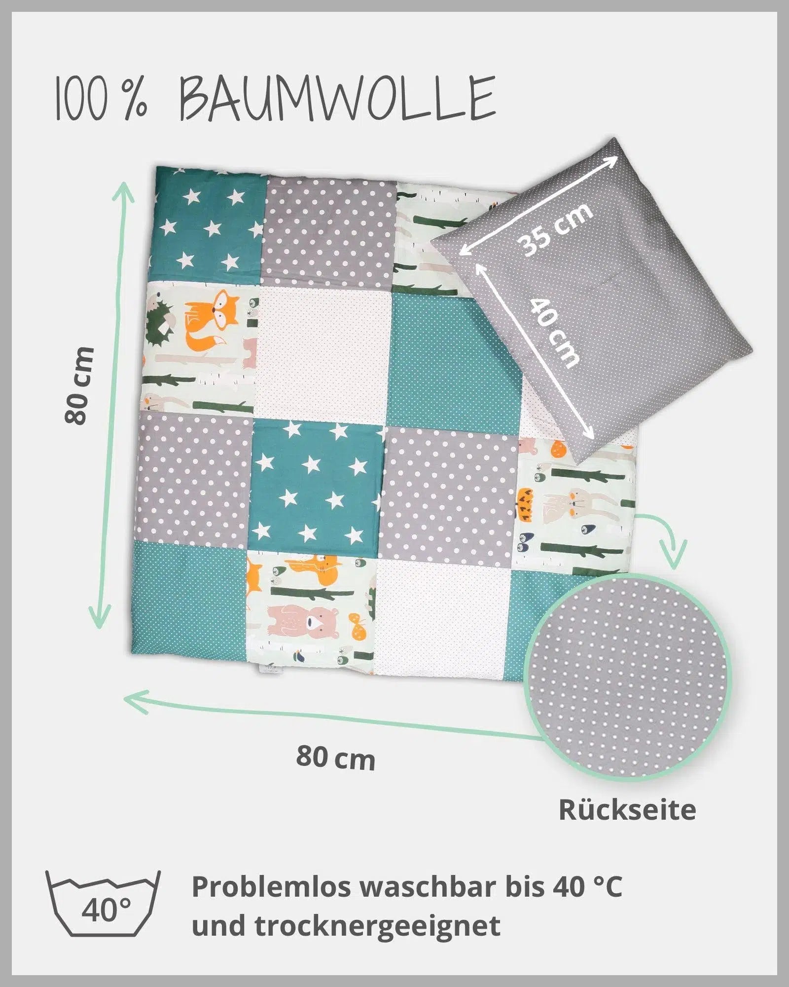 Bettwäsche Patchwork WALDTIERE PETROL-ULLENBOOM-ULLENBOOM Baby