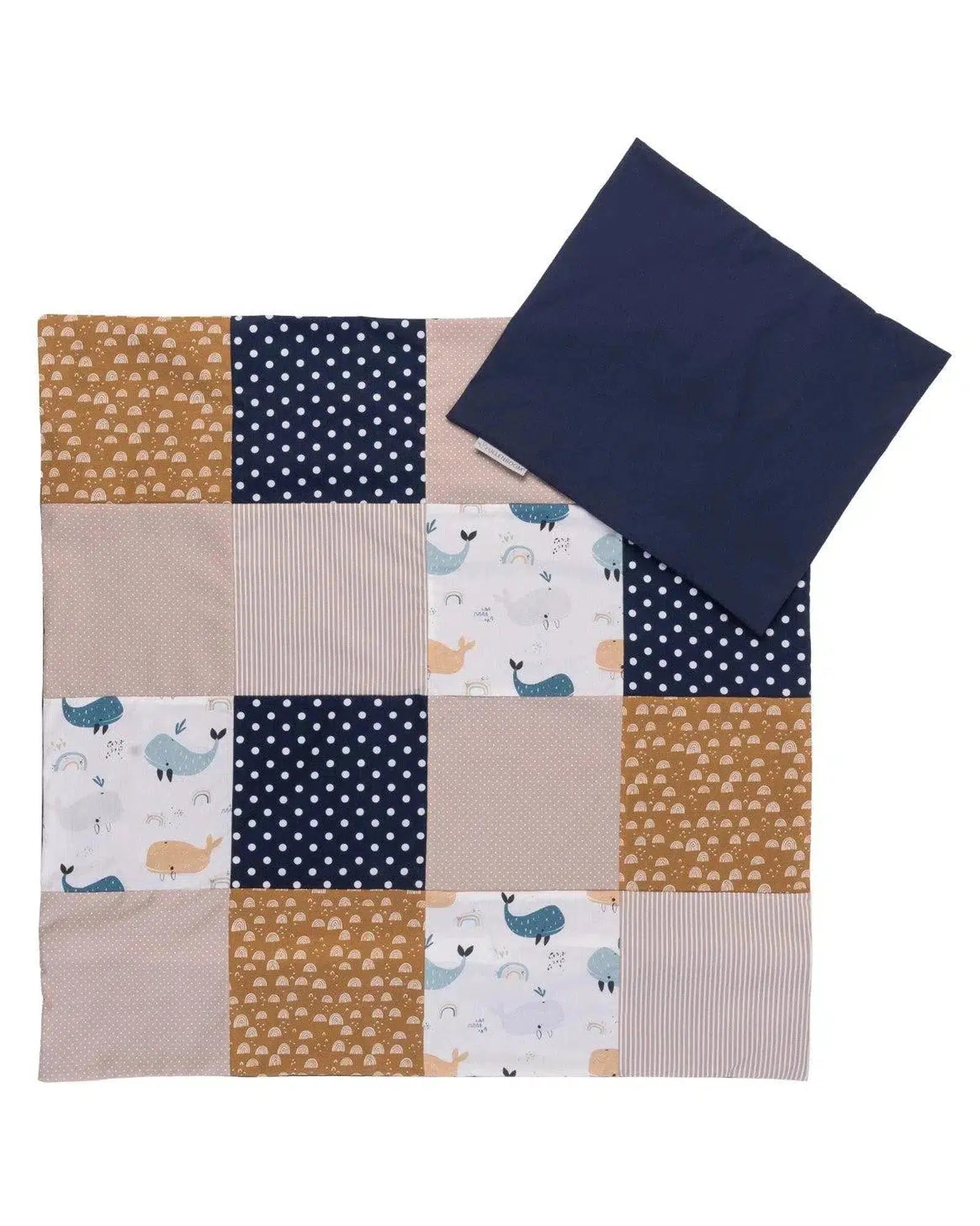 Bettwäsche Patchwork WALE-ULLENBOOM-Decke: 80 x 80 cm Kissen: 35 x 40 cm-ULLENBOOM Baby