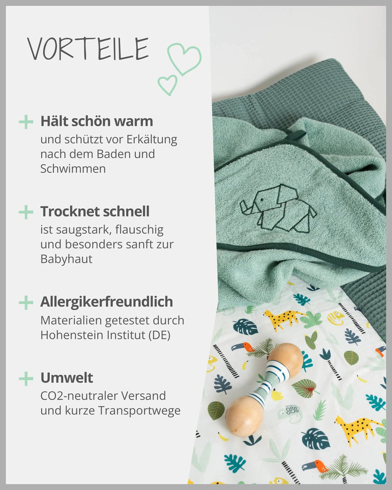 Kapuzenhandtuch SALBEIGRÜN-Handtuch-ULLENBOOM Baby-75 x 75 cm-ULLENBOOM Baby