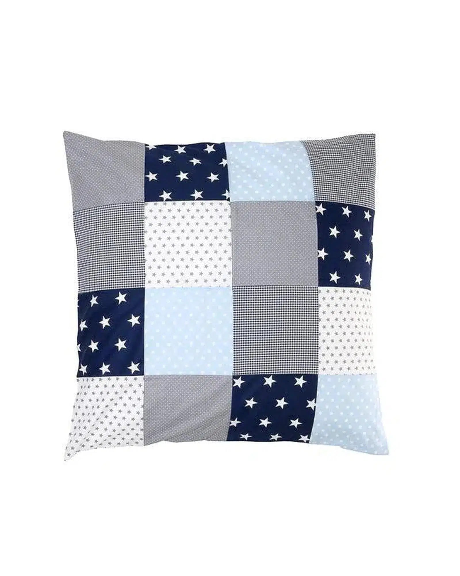 Kissenbezug Patchwork BLAU HELLBLAU GRAU-ULLENBOOM-80 x 80 cm-ULLENBOOM Baby