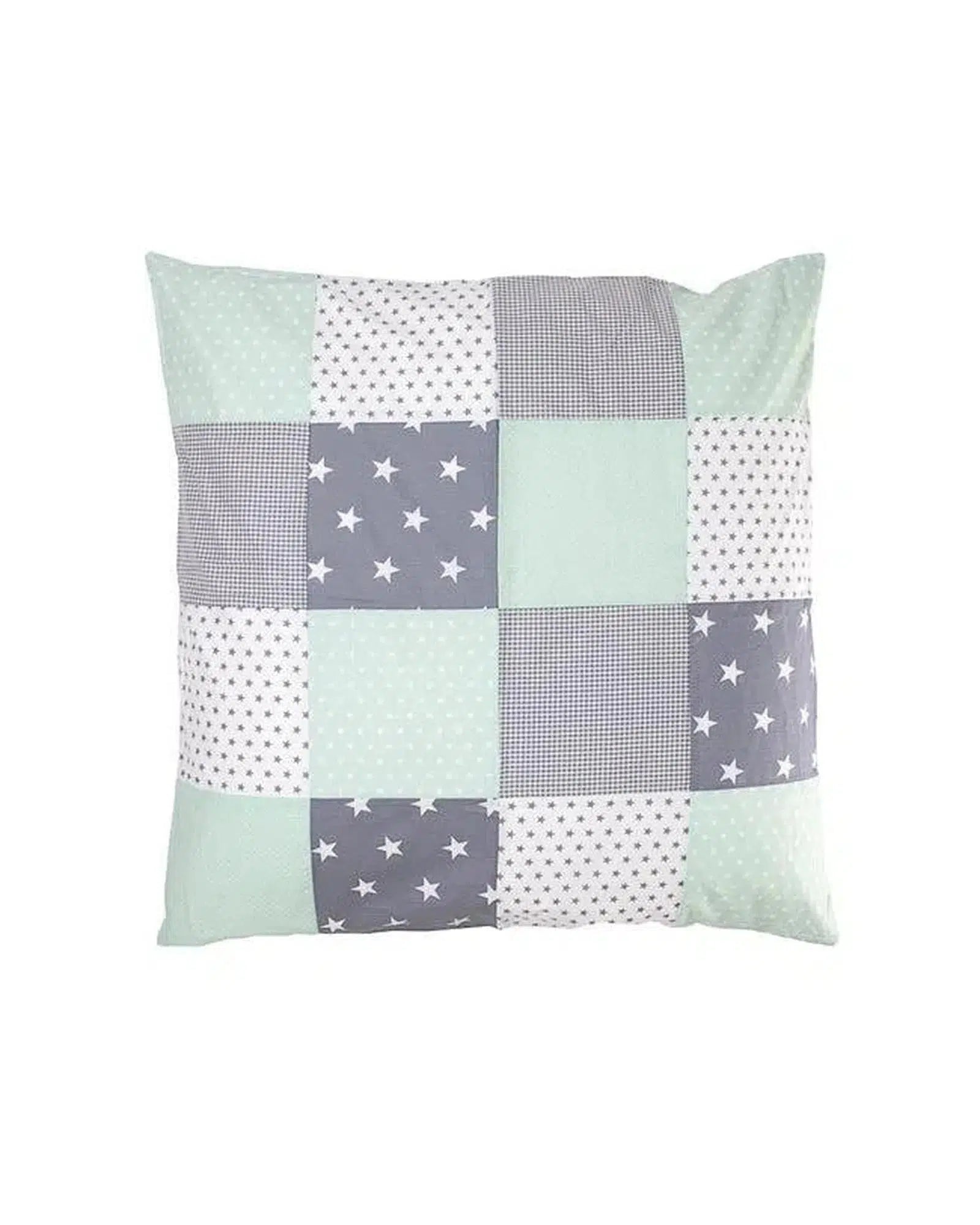 Kissenbezug Patchwork MINT GRAU-ULLENBOOM-80 x 80 cm-ULLENBOOM Baby