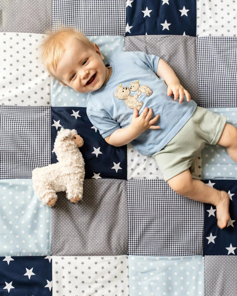 Krabbeldecke & Laufgittereinlage BLAU HELLBLAU GRAU-ULLENBOOM-ULLENBOOM Baby