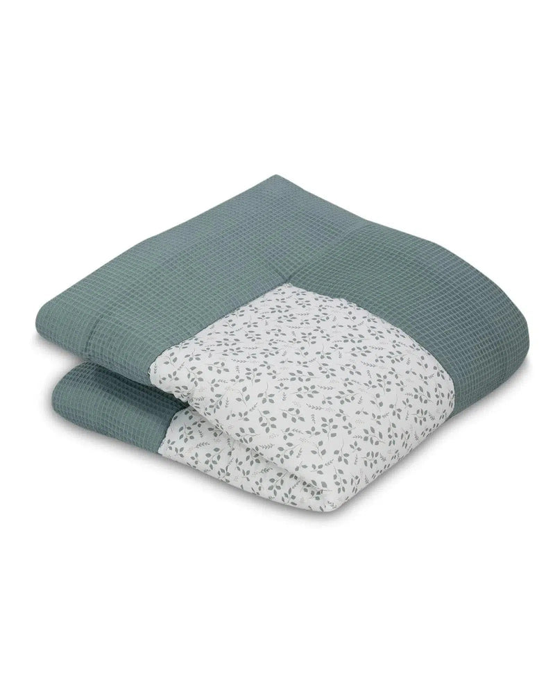 Krabbeldecke & Laufgittereinlage Waffel Motiv FLORAL GRÜN-ULLENBOOM-ULLENBOOM Baby