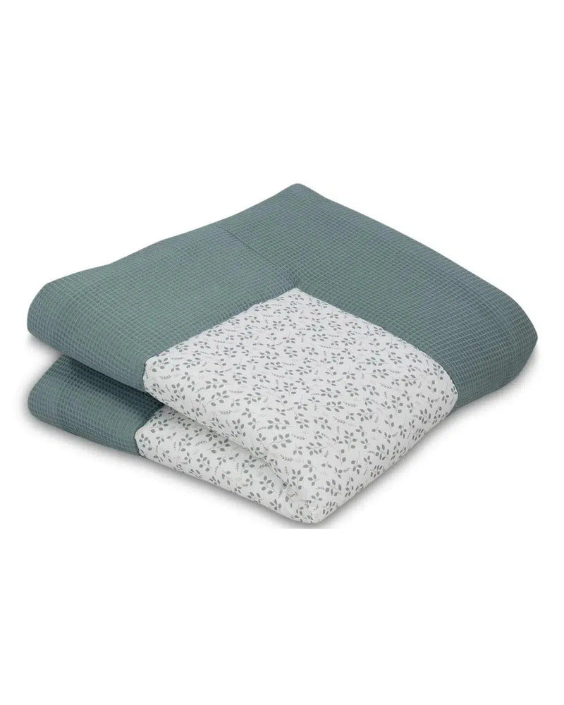 Krabbeldecke & Laufgittereinlage Waffel Motiv FLORAL GRÜN-ULLENBOOM-ULLENBOOM Baby