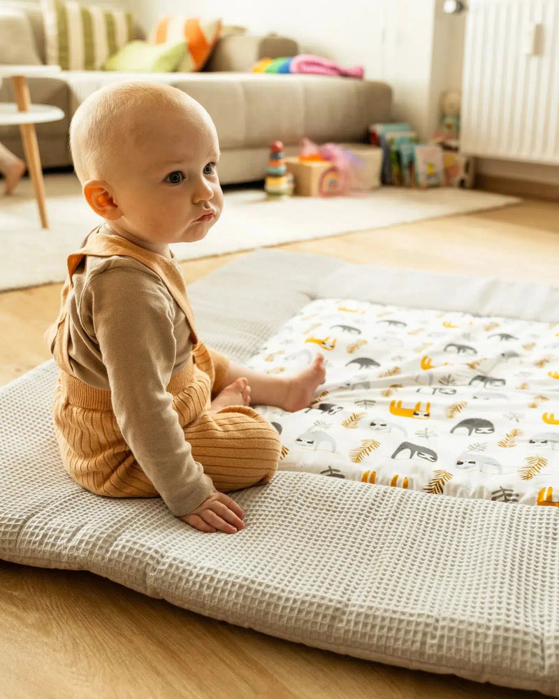 Krabbeldecke & Laufgittereinlage WAFFELPIQUÉ GRAU FAULTIERE-ULLENBOOM-ULLENBOOM Baby