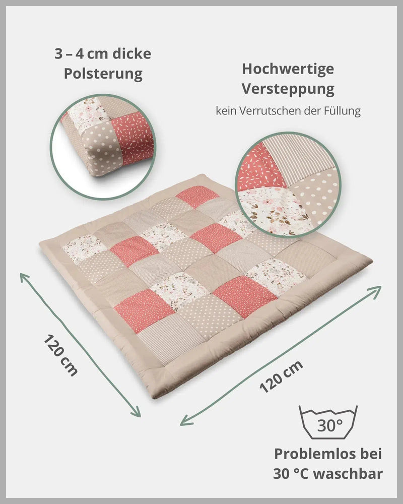 Krabbeldecke & Laufgittereinlage ROSA BLÜTEN-ULLENBOOM-ULLENBOOM Baby