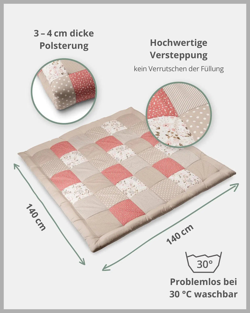 Krabbeldecke & Laufgittereinlage ROSA BLÜTEN-ULLENBOOM-ULLENBOOM Baby
