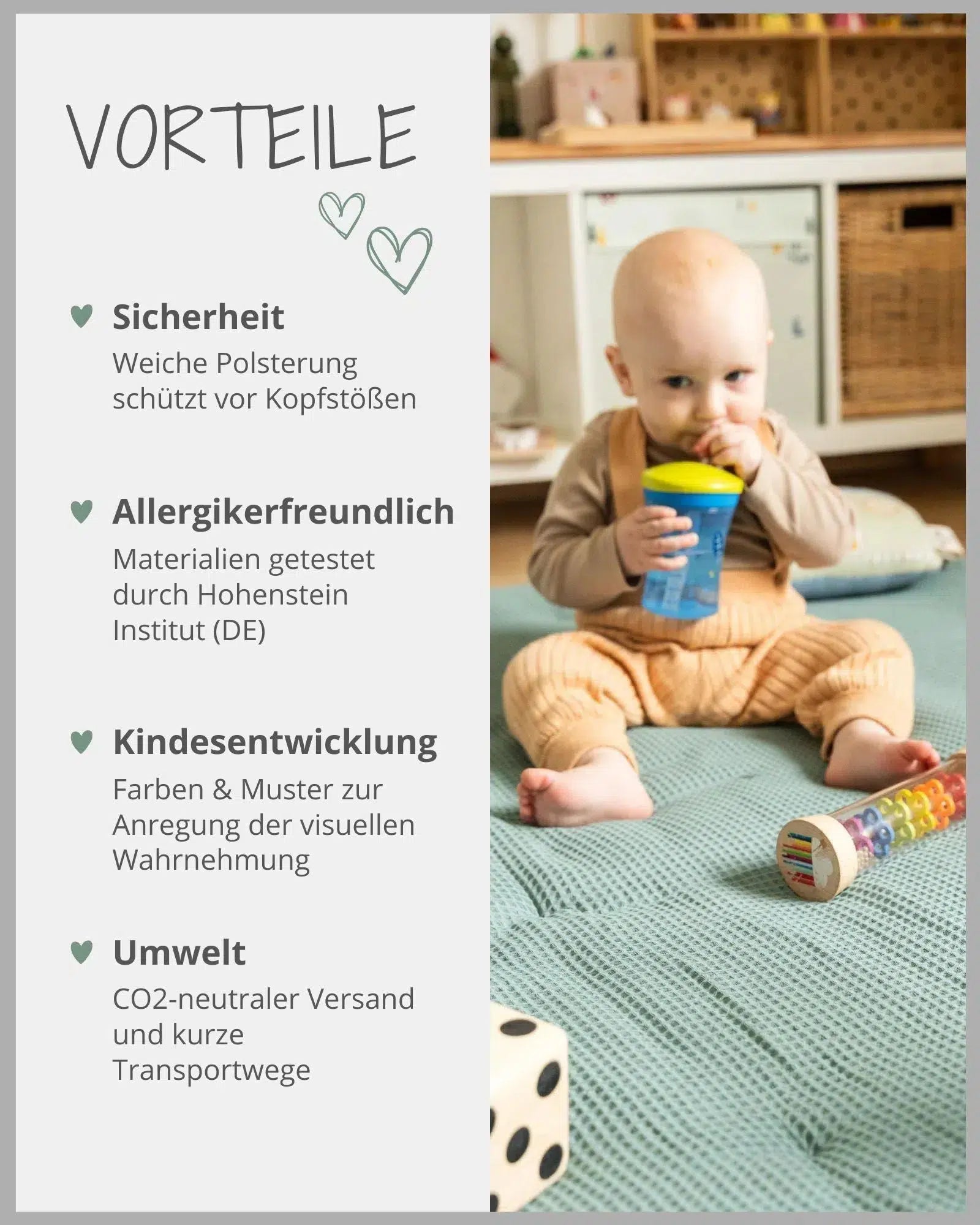 Krabbeldecke & Laufgittereinlage WAFFELPIQUÉ SALBEIGRÜN-ULLENBOOM-ULLENBOOM Baby