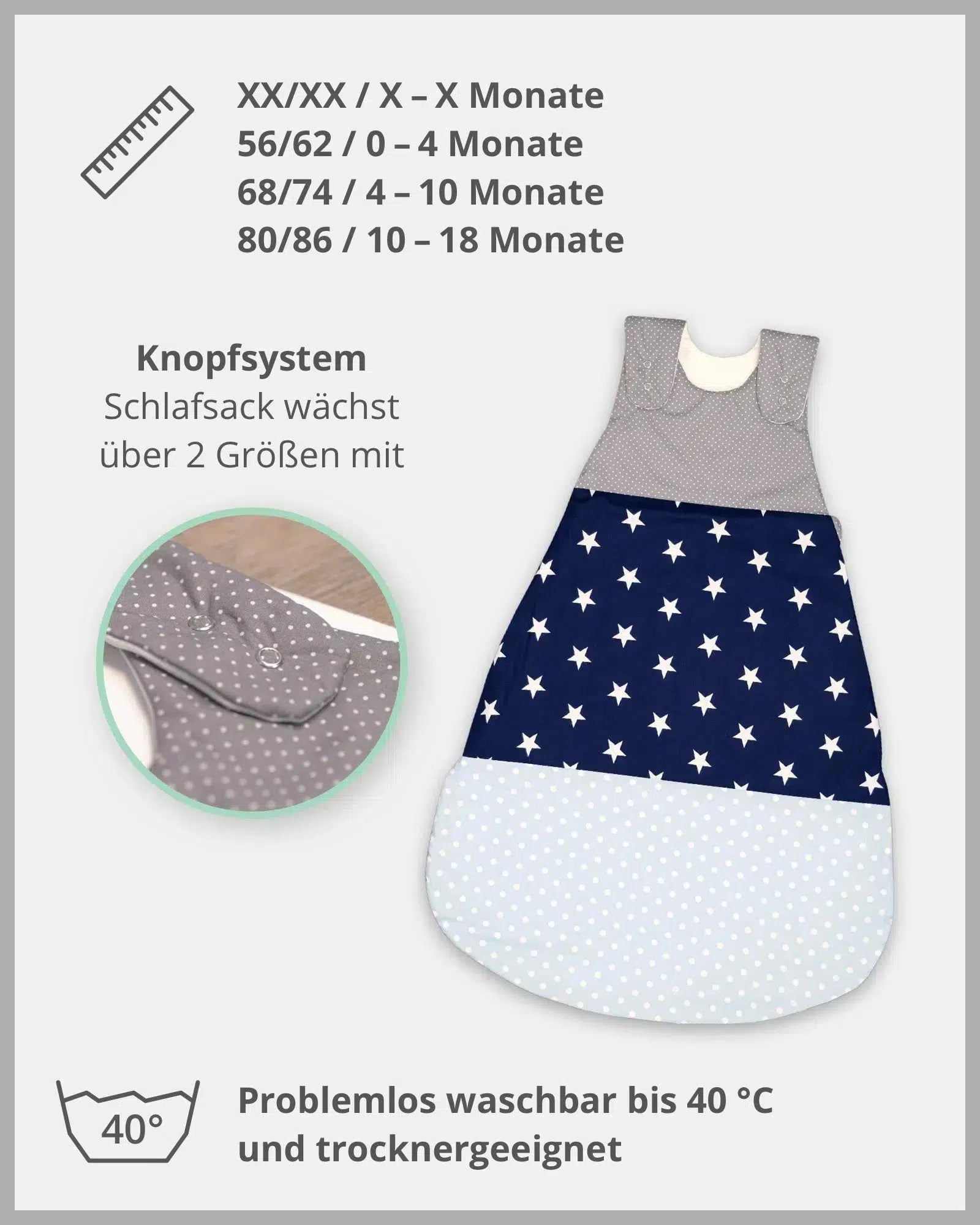 Baby Schlafsack BLAU HELLBLAU GRAU-ULLENBOOM-ULLENBOOM Baby