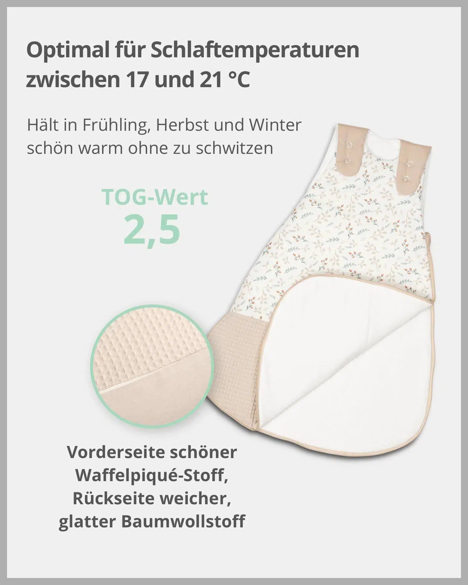 Baby Schlafsack Waffelpiqué Motiv FLORAL SAND-ULLENBOOM-0-4 Monate | 56-62 cm-ULLENBOOM Baby